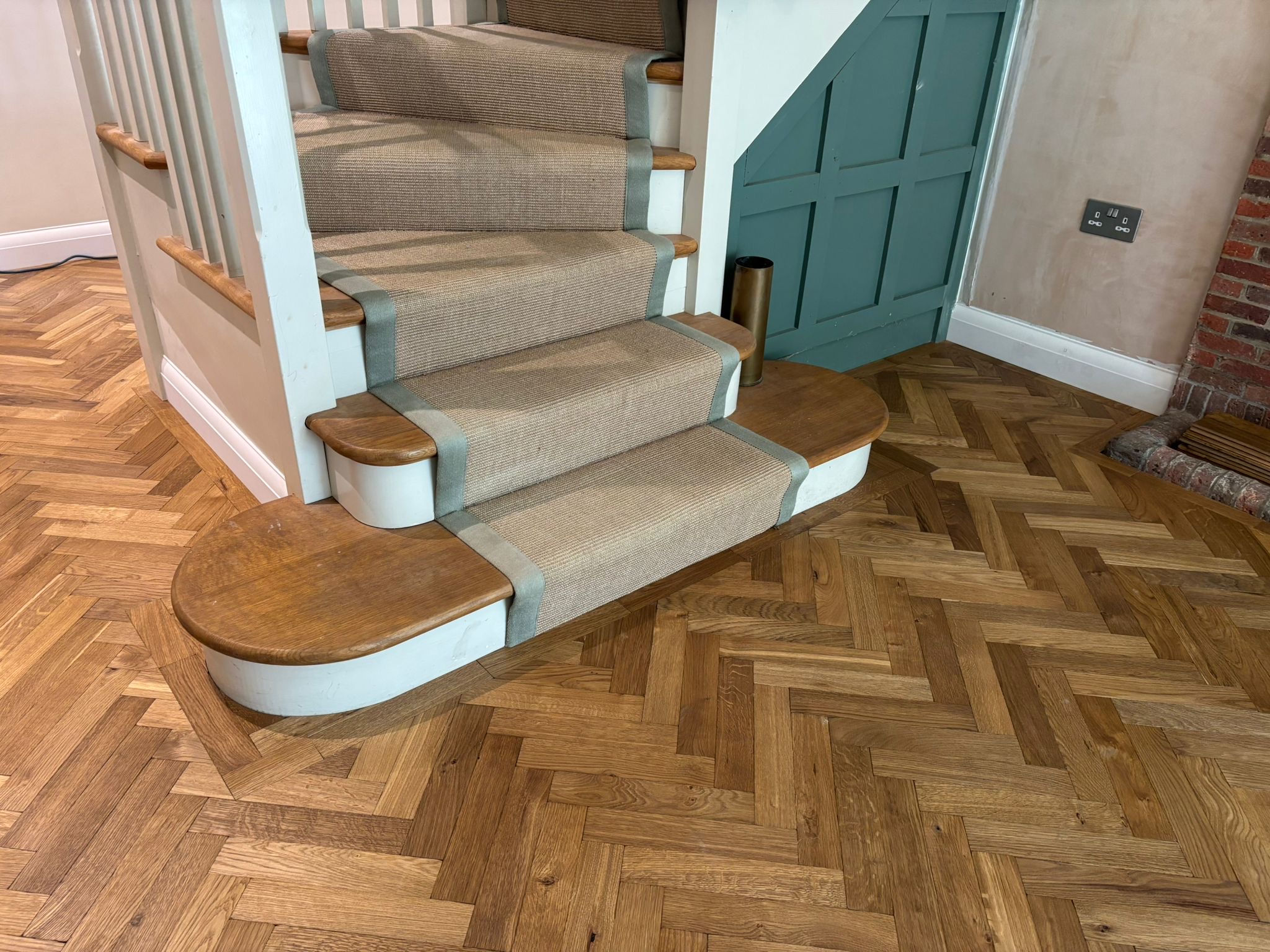 Tumbled/Distressed Smoked Oak Herringbone Parquet Floor Fitted, Lymington