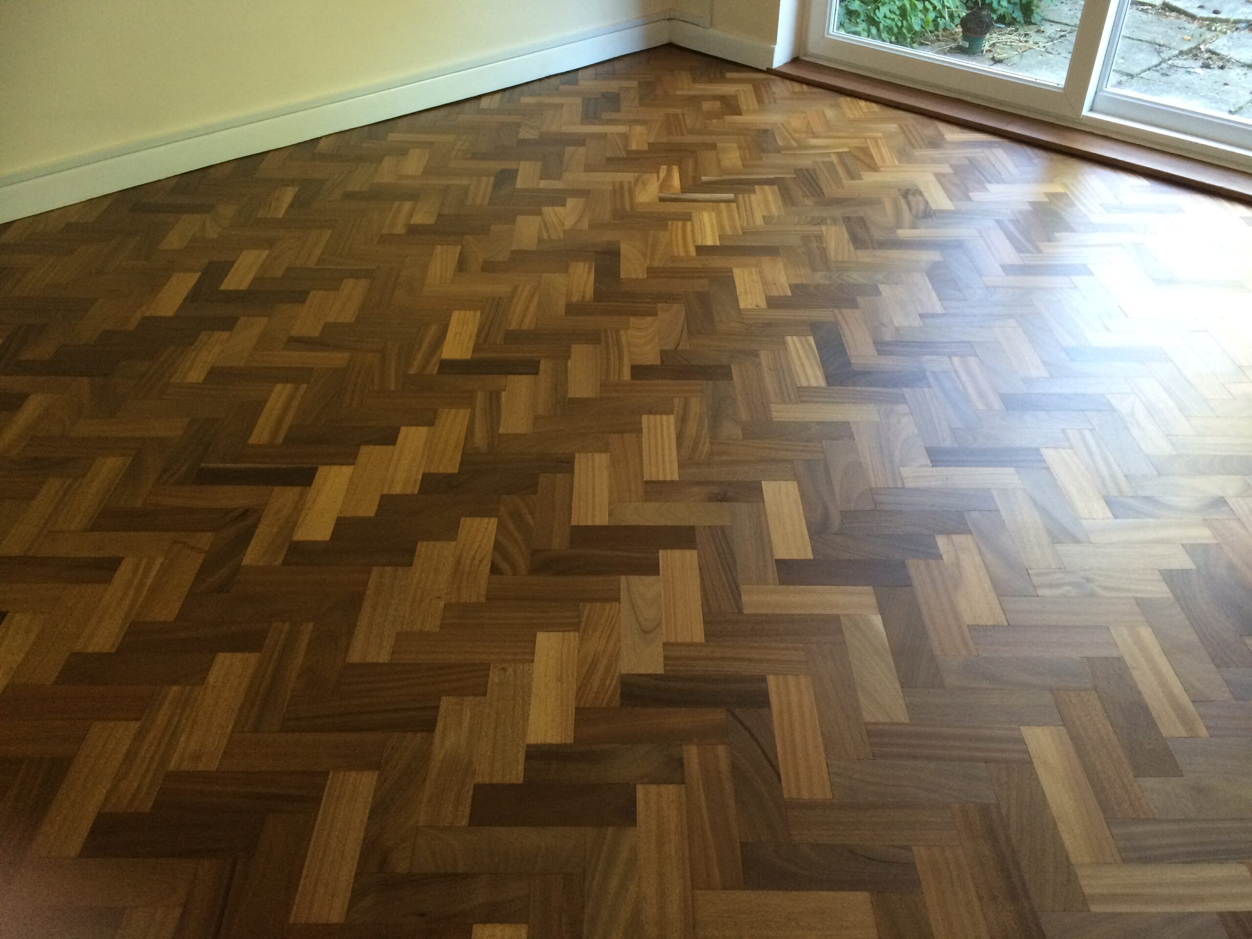 Mahogany Herringbone Parquet Floor Restored, Pewsey