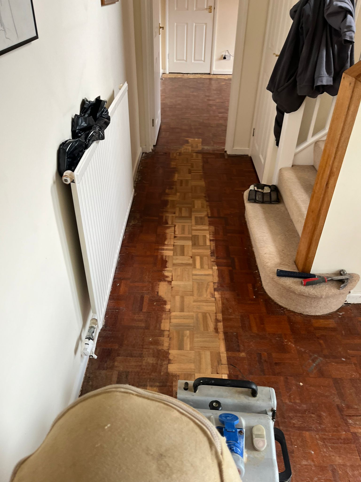 Iroko Mosaic Parquet Restoration, Bishopstone