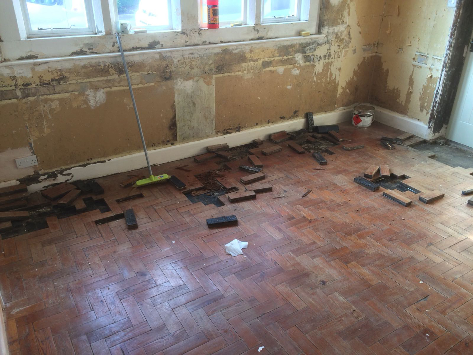 Pine Parquet Floor Repaired & Restored, Romsey