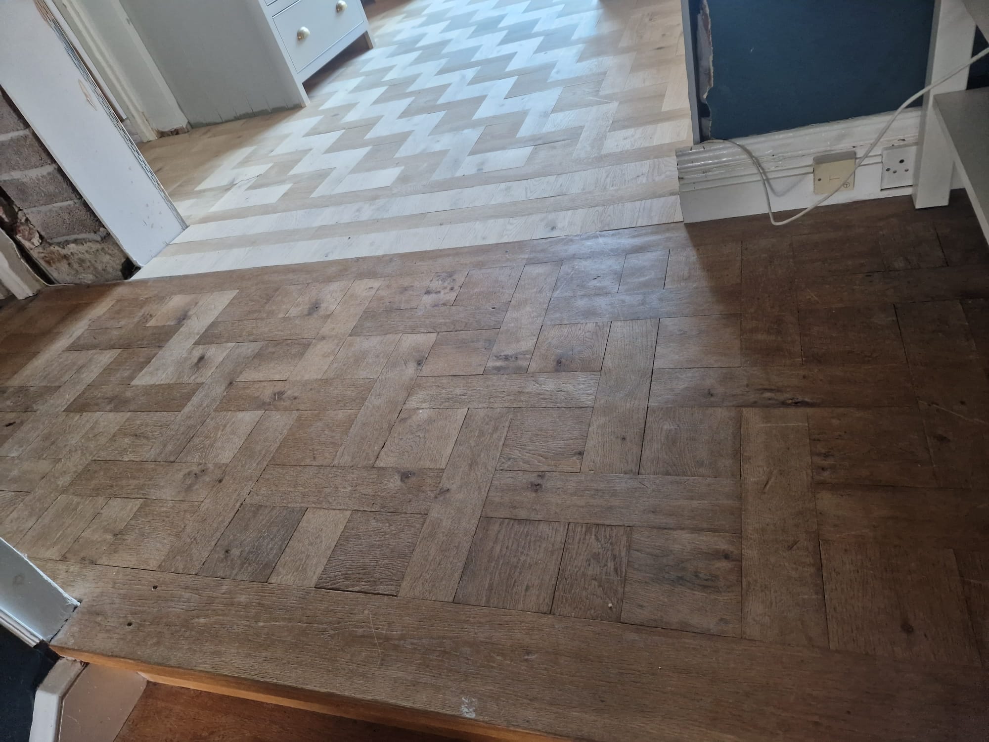Continuous Versailles Oak Parquet Restoration, Wimborne