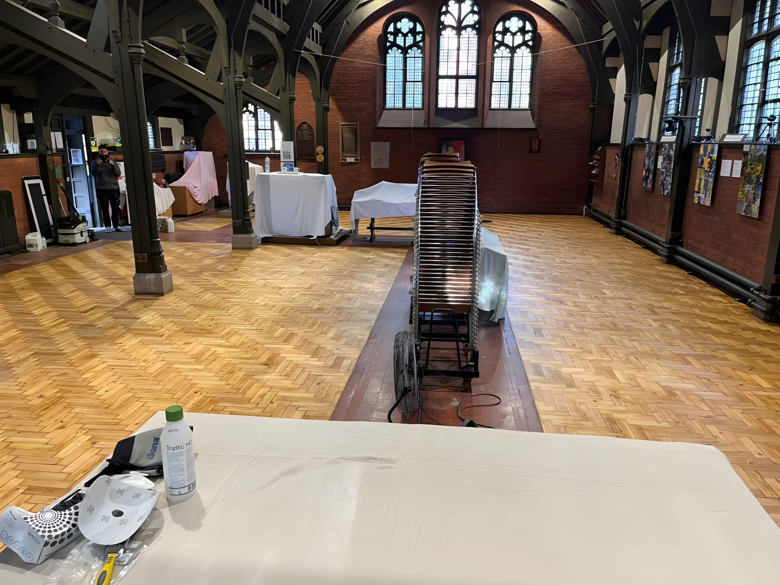 Pine Parquet Church Floor Sanded & Restored, St Michael & All Angels, Wimborne