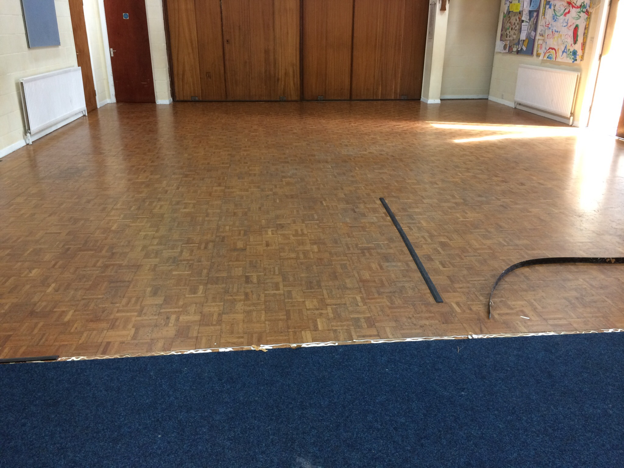 Teak Mosaic Church Floor Sanded & Restored, St Paul’s Church Centre, Andover