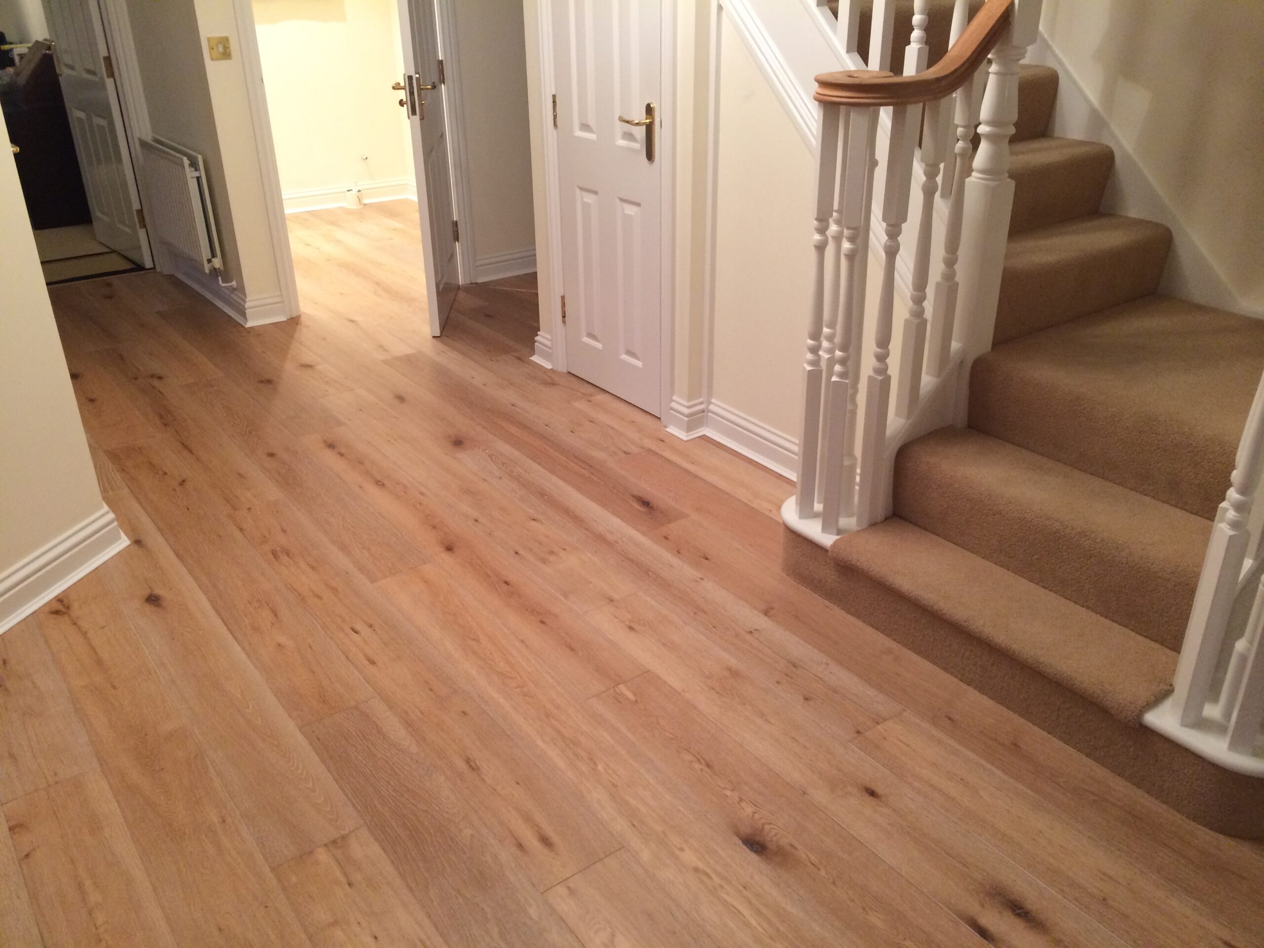 Brushed & White Oiled Plank Wood Flooring Installation, Winchester