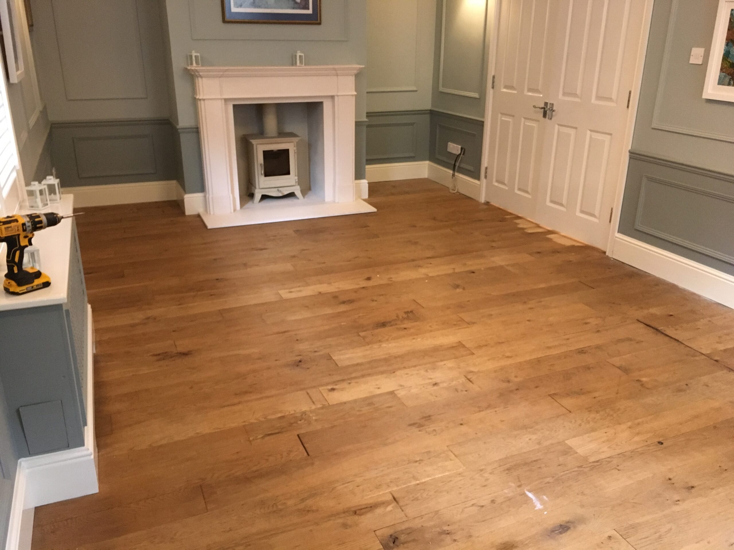 Engineered Oak Plank Wood Floor Sanded & Restored in Laverstock, Salisbury