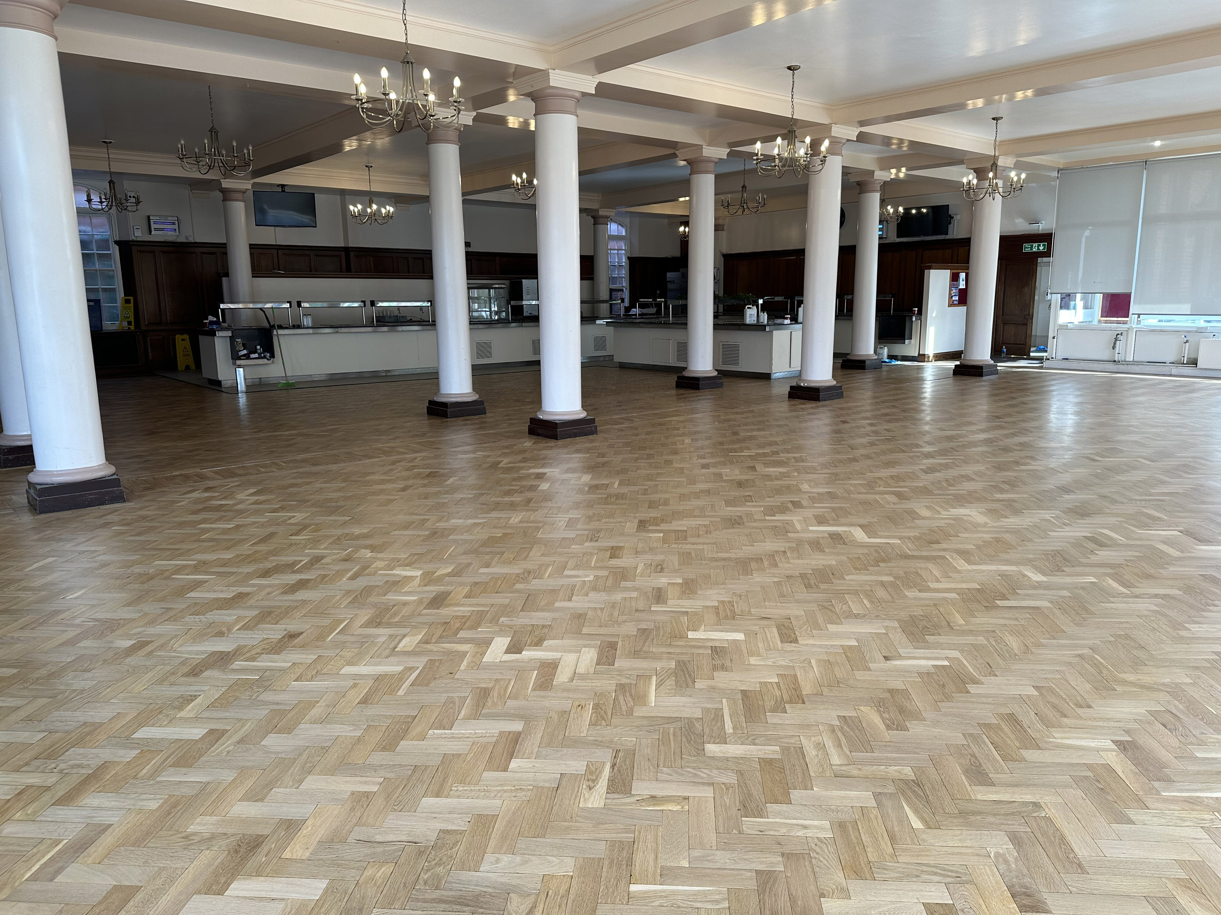 Dining Hall Wood Floor Sanded & Restored, Dauntsey School, West Lavington
