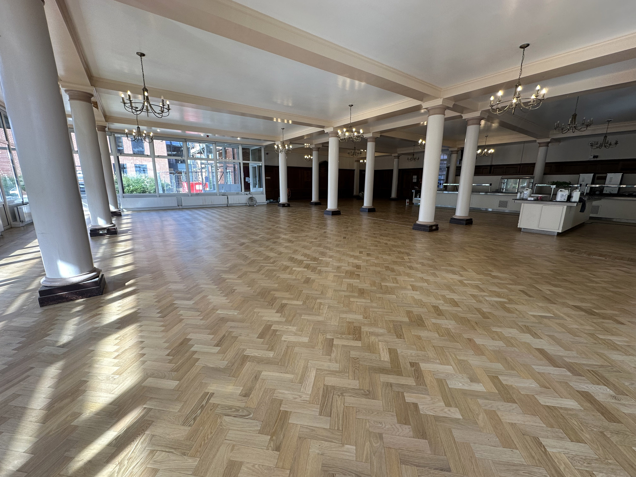 Dining Hall Wood Floor Sanded & Restored, Dauntsey School, West Lavington