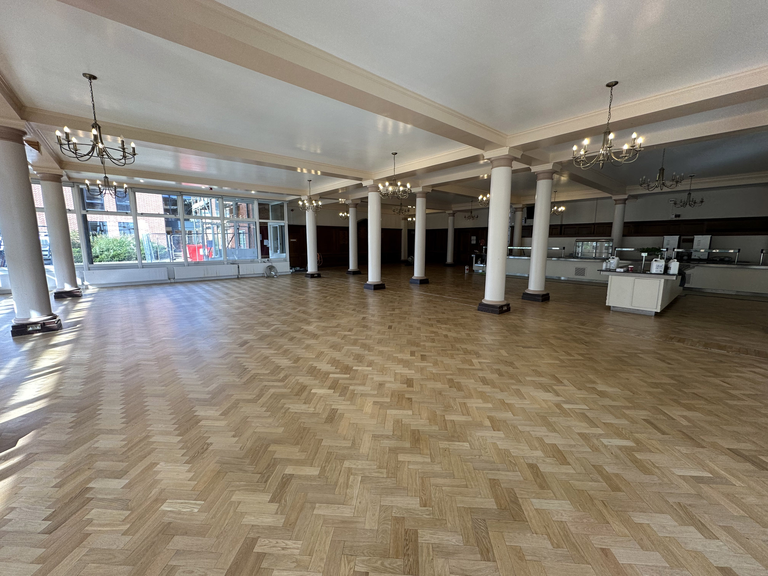 Dining Hall Wood Floor Sanded & Restored, Dauntsey School, West Lavington