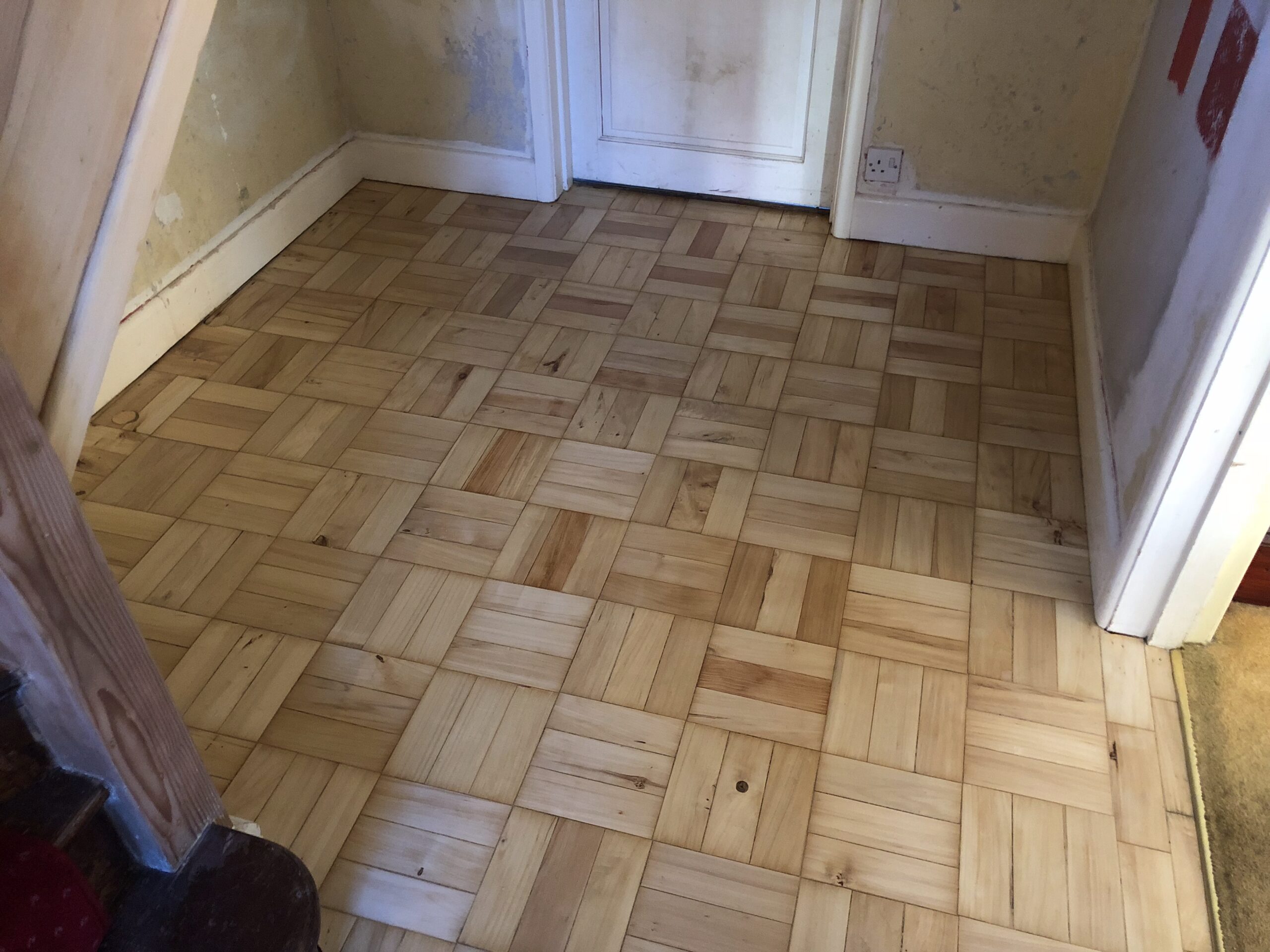 Maple Basket Weave Parquet Floor Restoration, Bournemouth