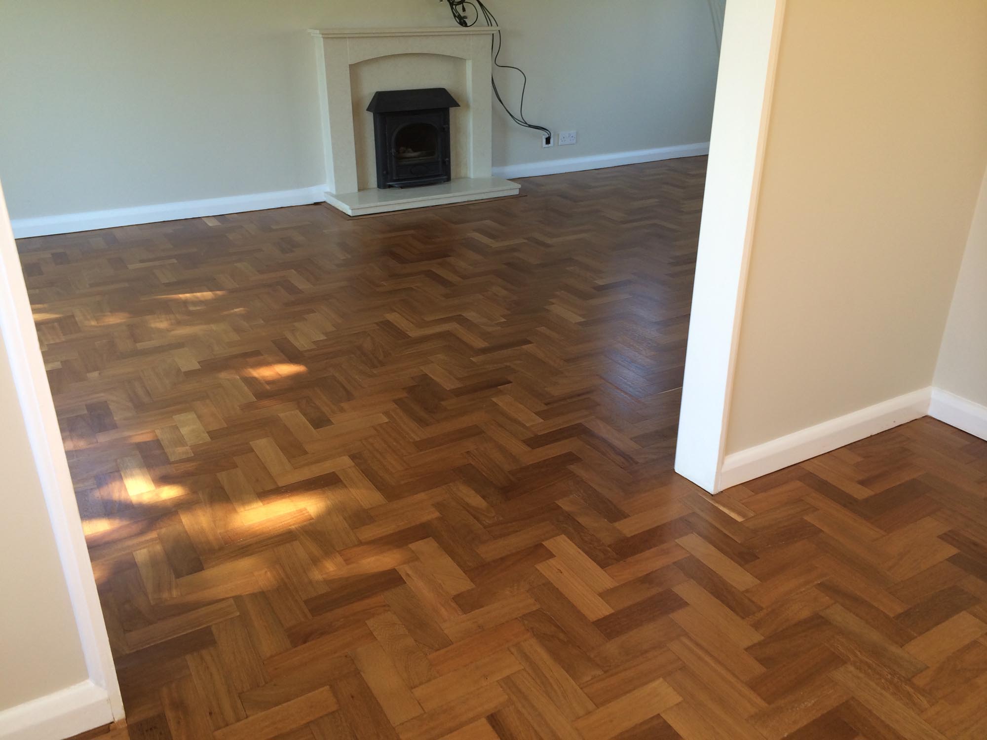 herringbone parquet mahogany sanding and repairs Pewsey