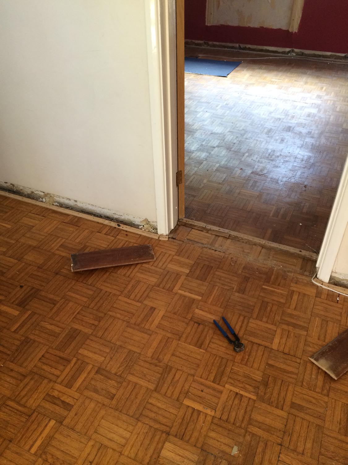 Oak parquet Mosaic sanding/repairs and refinishing - Wimborne