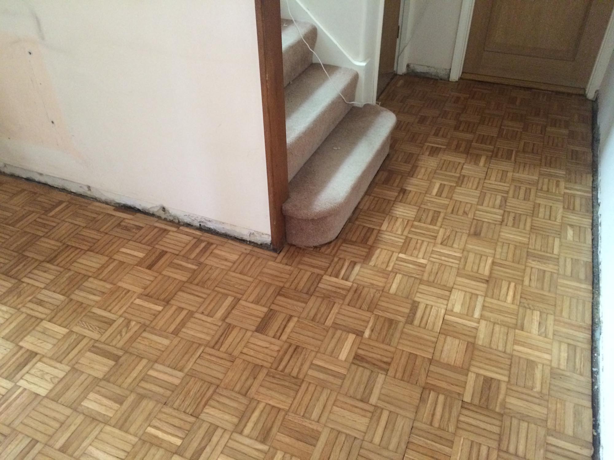 Oak parquet Mosaic sanding/repairs and refinishing - Wimborne