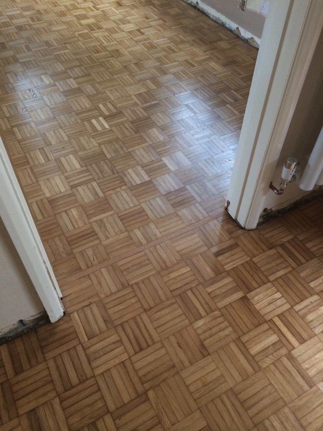 Oak parquet Mosaic sanding/repairs and refinishing - Wimborne