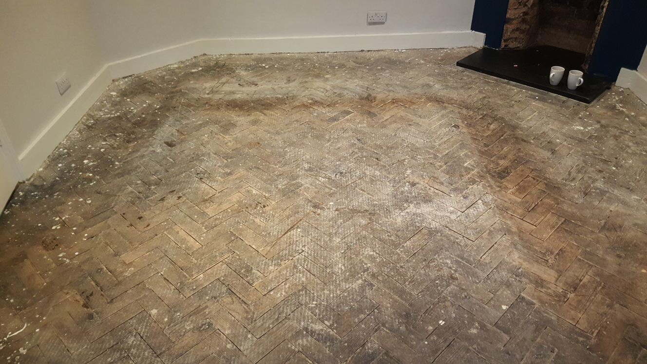Pine Herringbone Parquet Floor Restoration, Southampton