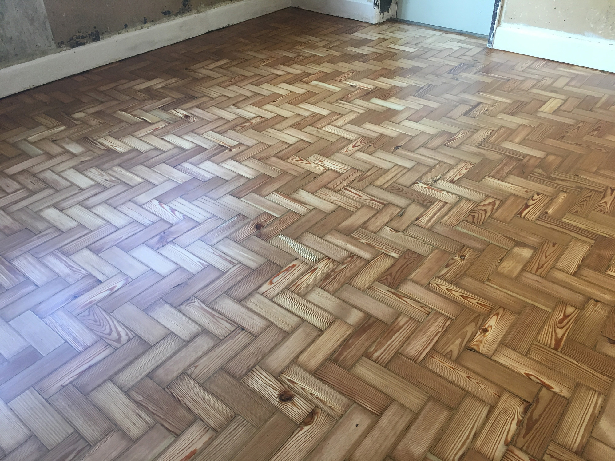 Pine Parquet Floor Repaired & Restored, Romsey