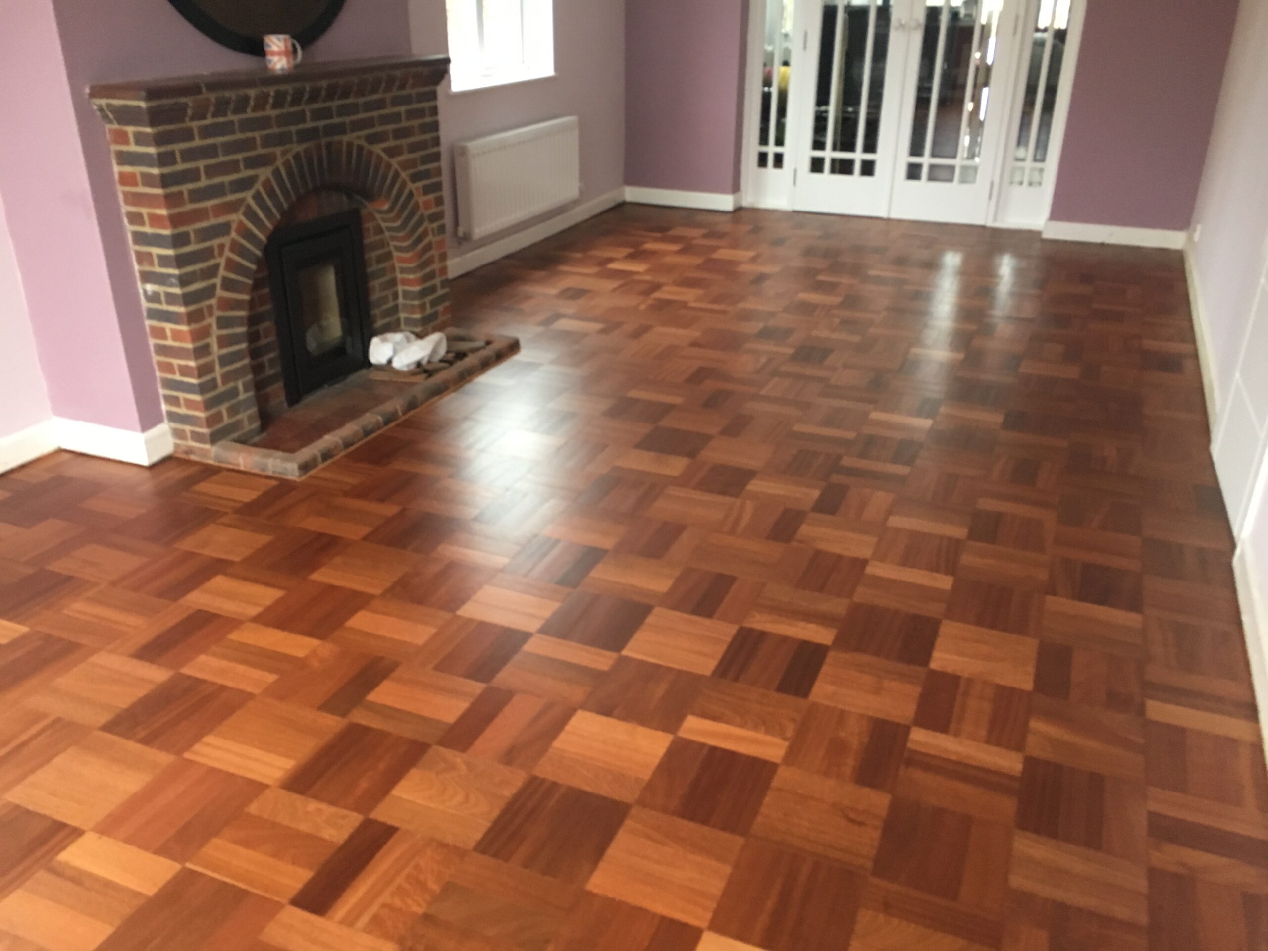 Sapele Basket Weave Parquet Floor Restoration, Winchester