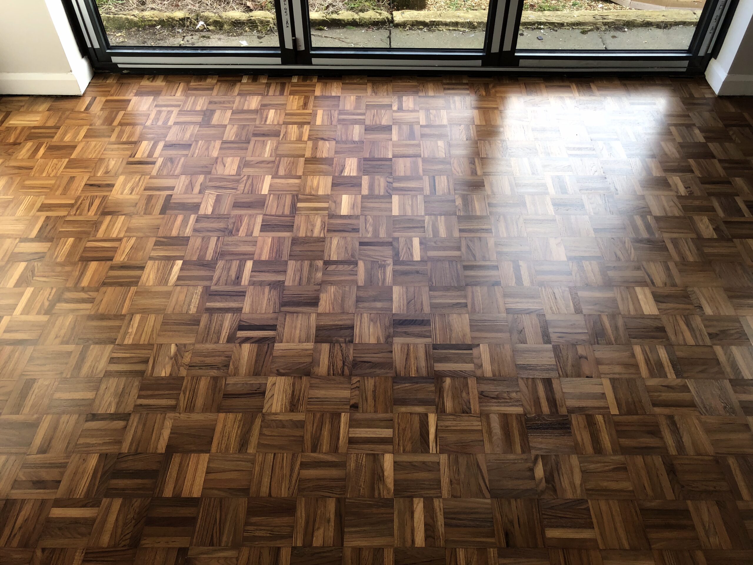 Teak Mosaic Parquet Floor Repaired & Restored, Winchester