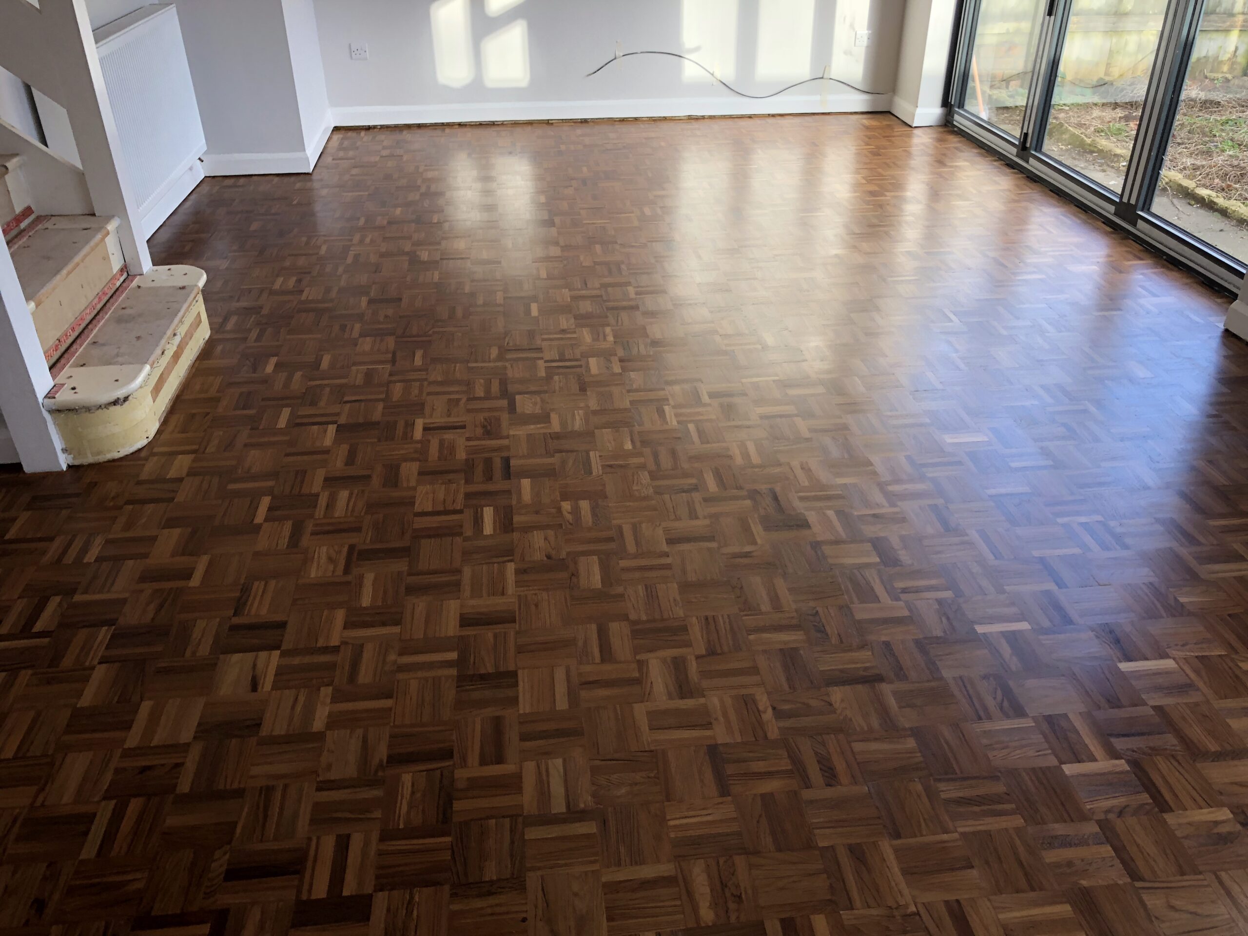 Teak Mosaic Parquet Floor Repaired & Restored, Winchester