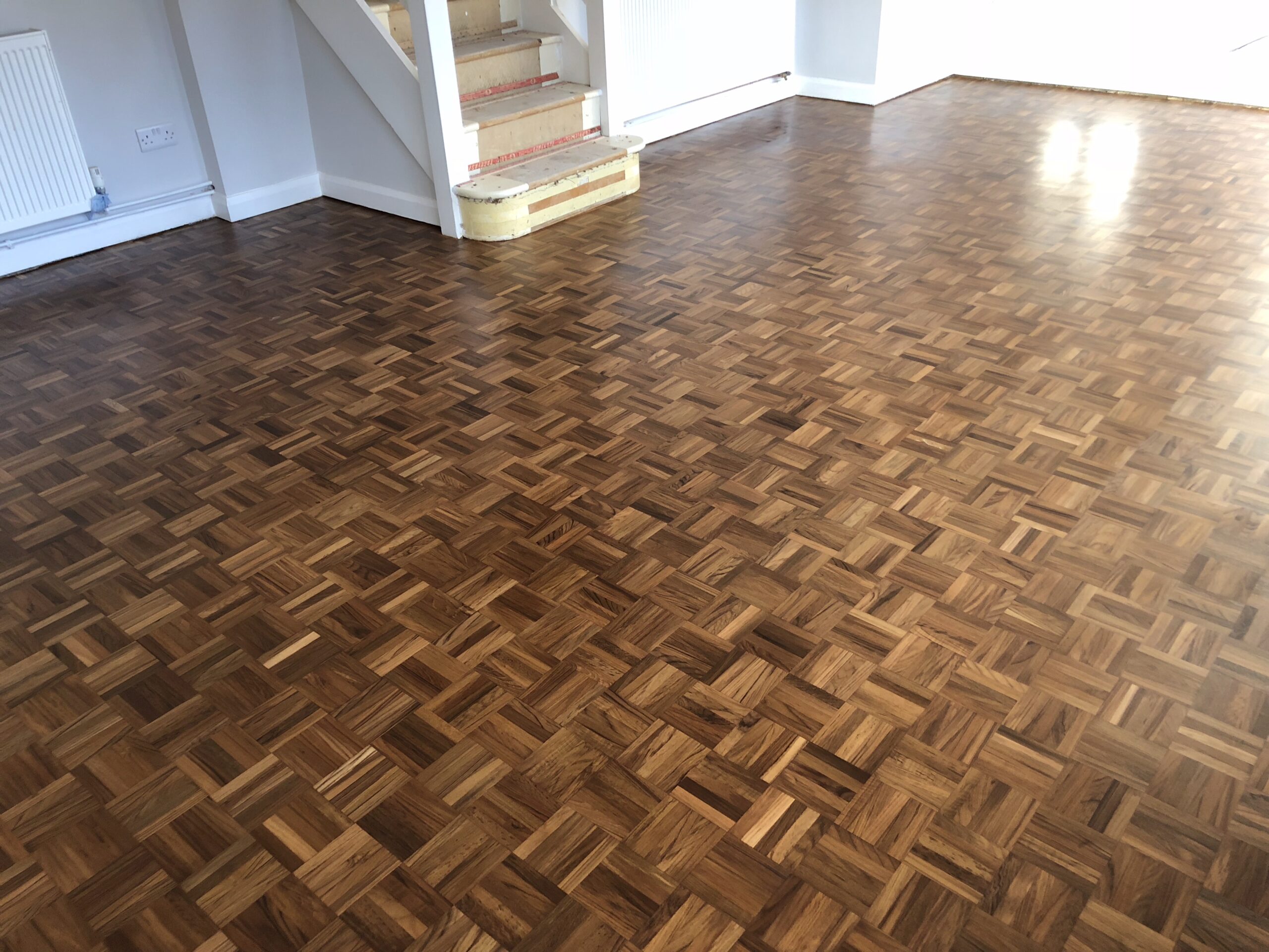 Teak Mosaic Parquet Floor Repaired & Restored, Winchester