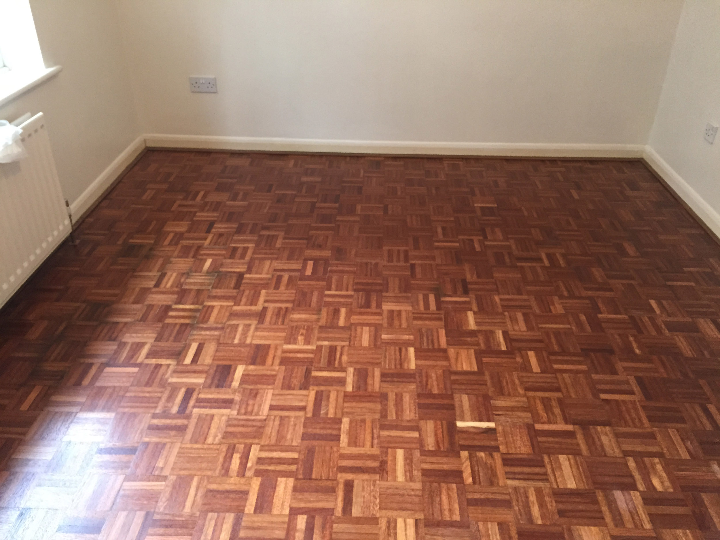 Teak Mosaic Parquet Floor Sanding & Finishing, Salisbury