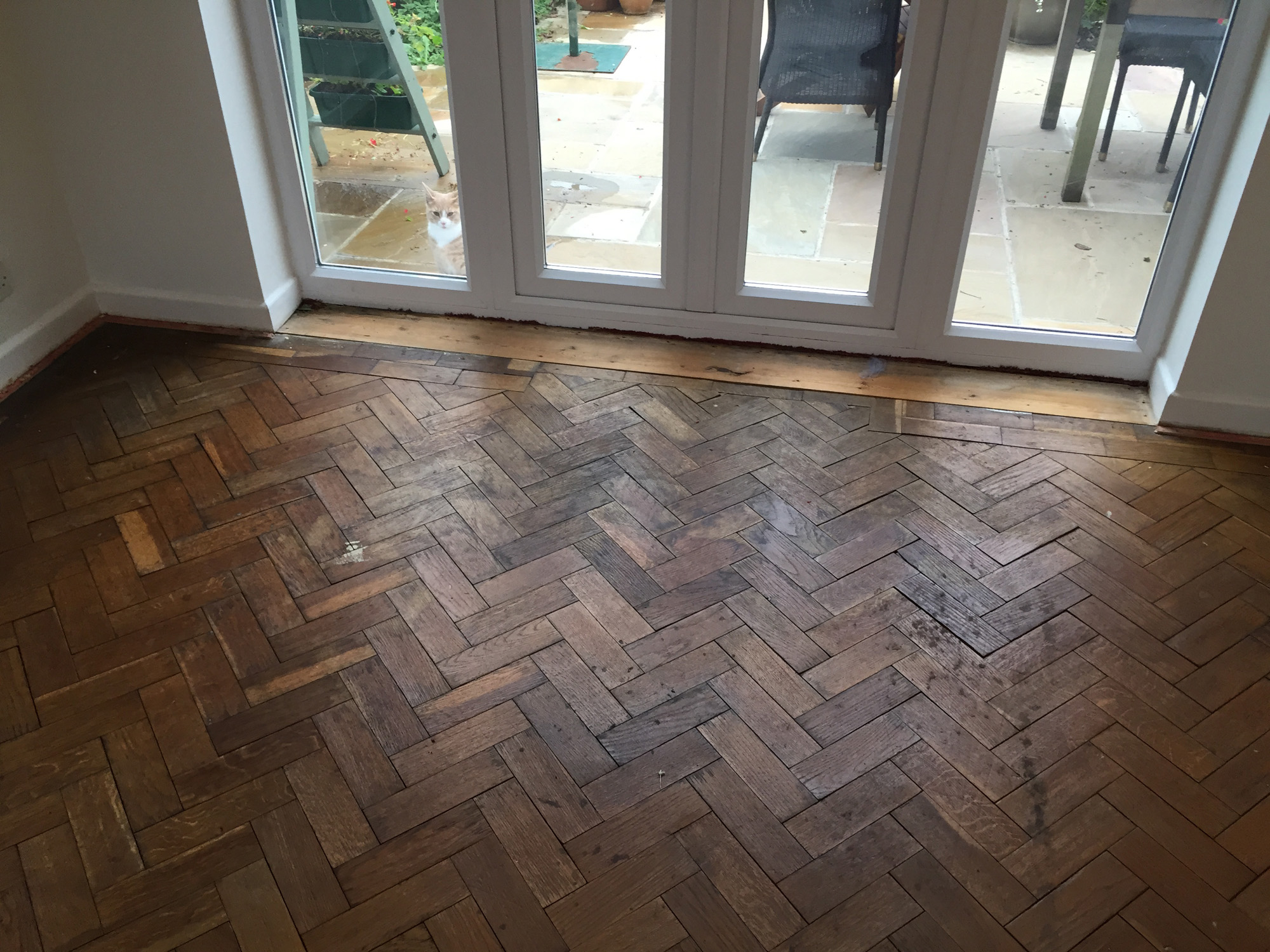 Oak Herringbone Parquet Floor Repaired & Restored, Southampton