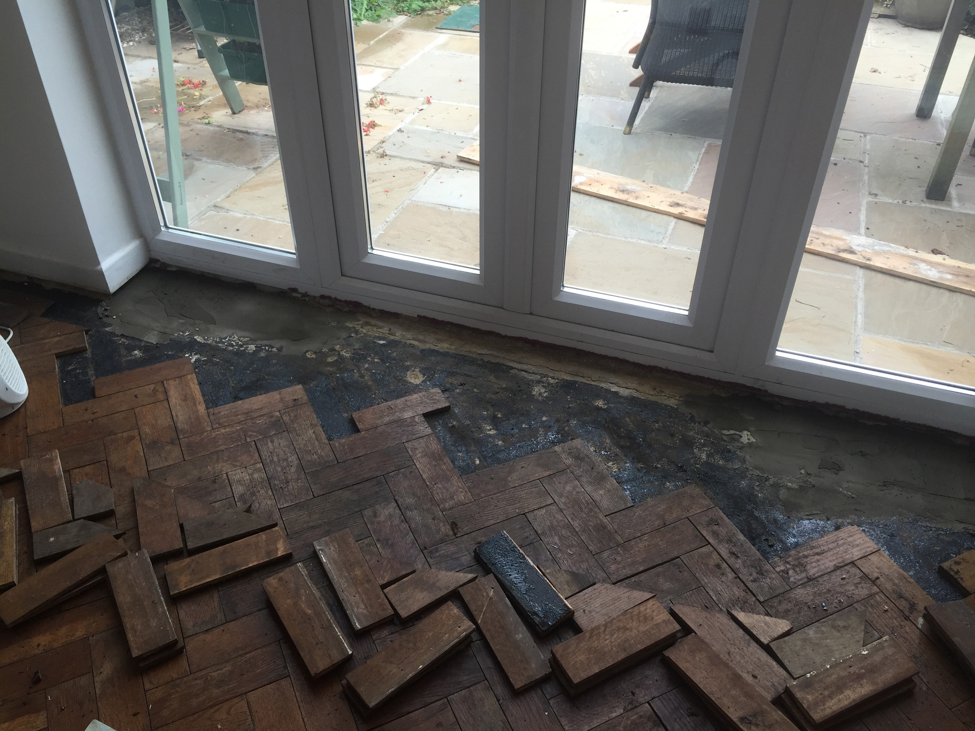 Oak Herringbone Parquet Floor Repaired & Restored, Southampton