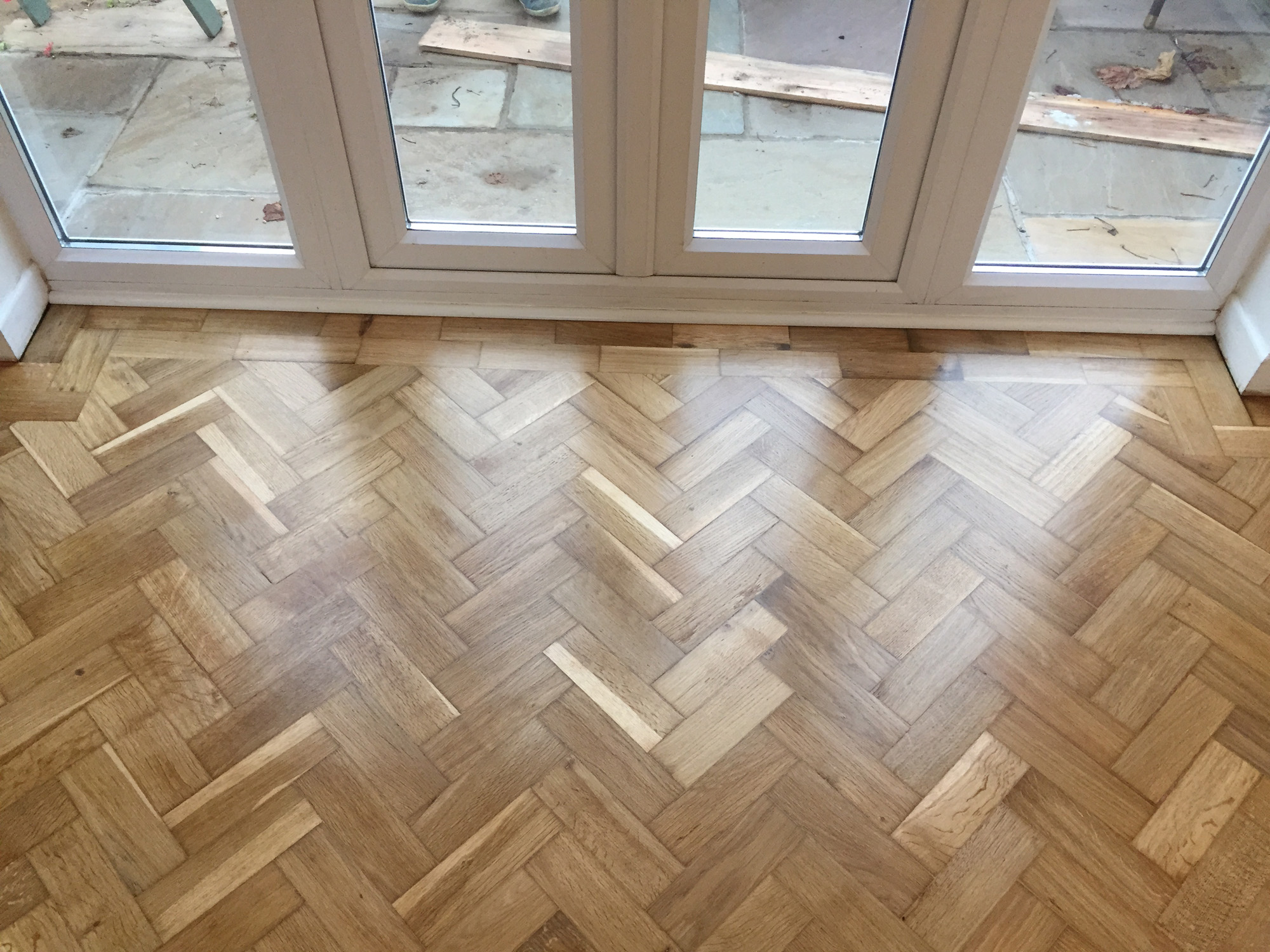 Oak Herringbone Parquet Floor Repaired & Restored, Southampton