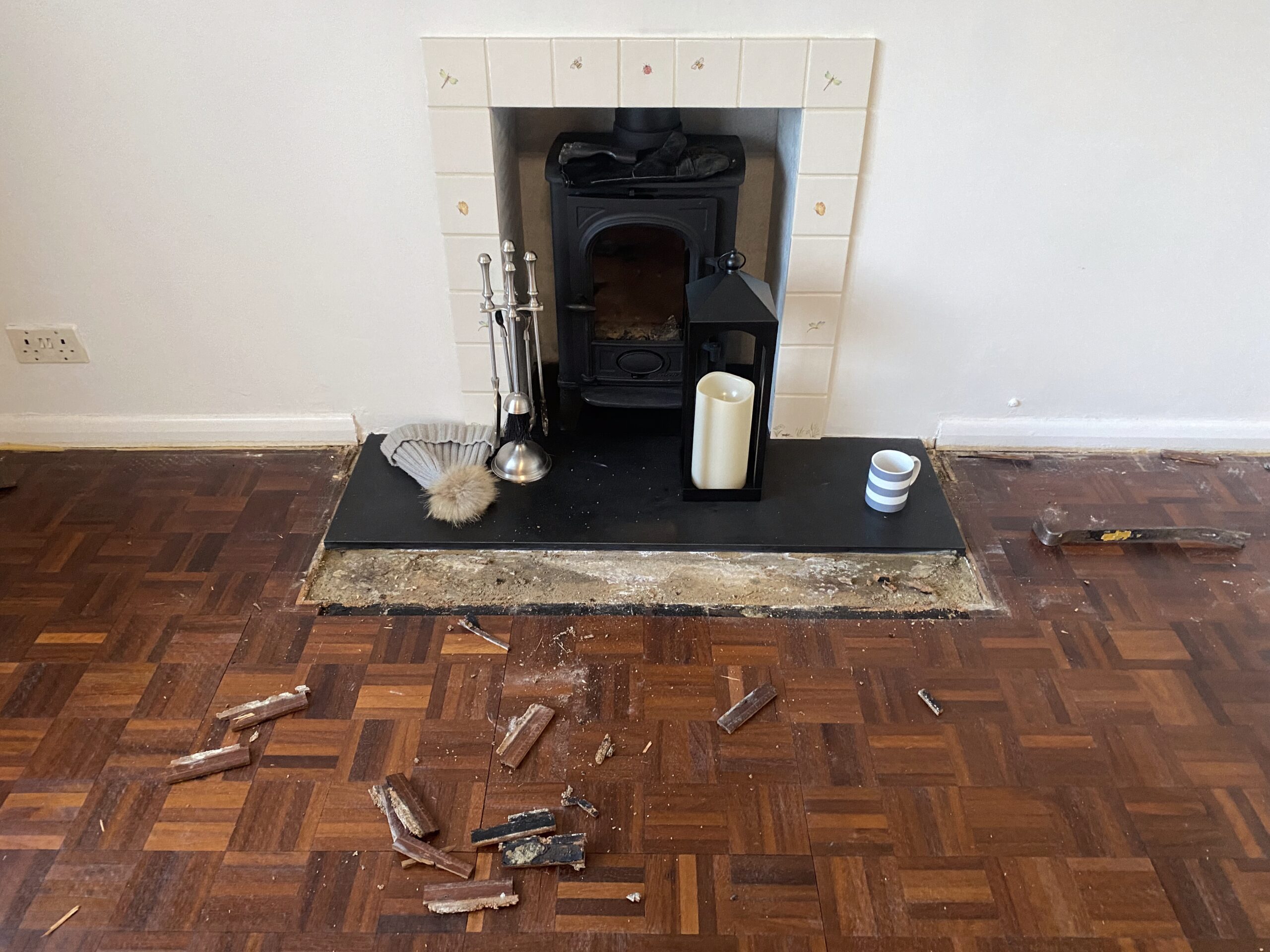 Teak Mosaic Parquet Floor Restoration, Bournemouth
