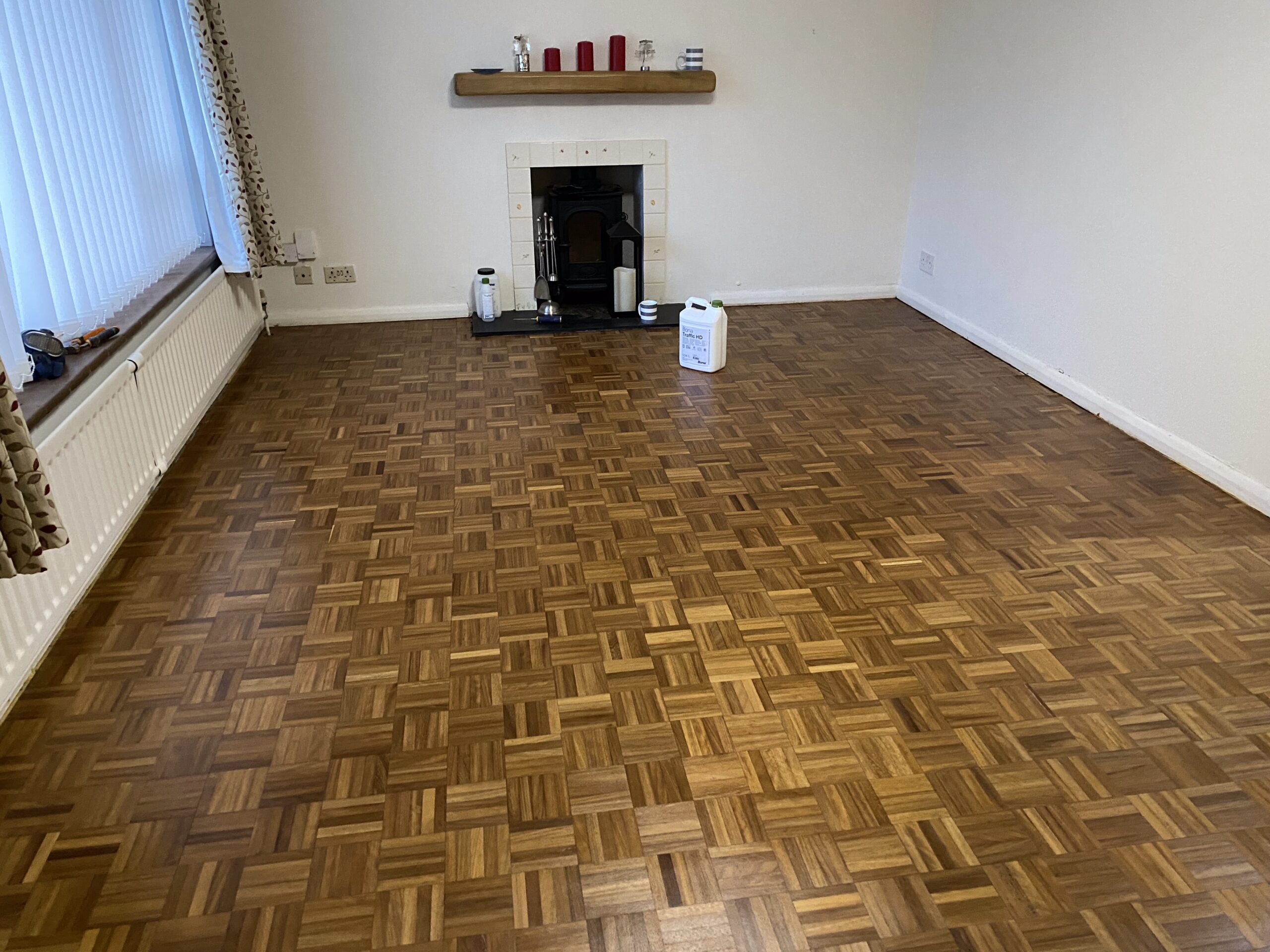 Teak Mosaic Parquet Floor Restoration, Bournemouth