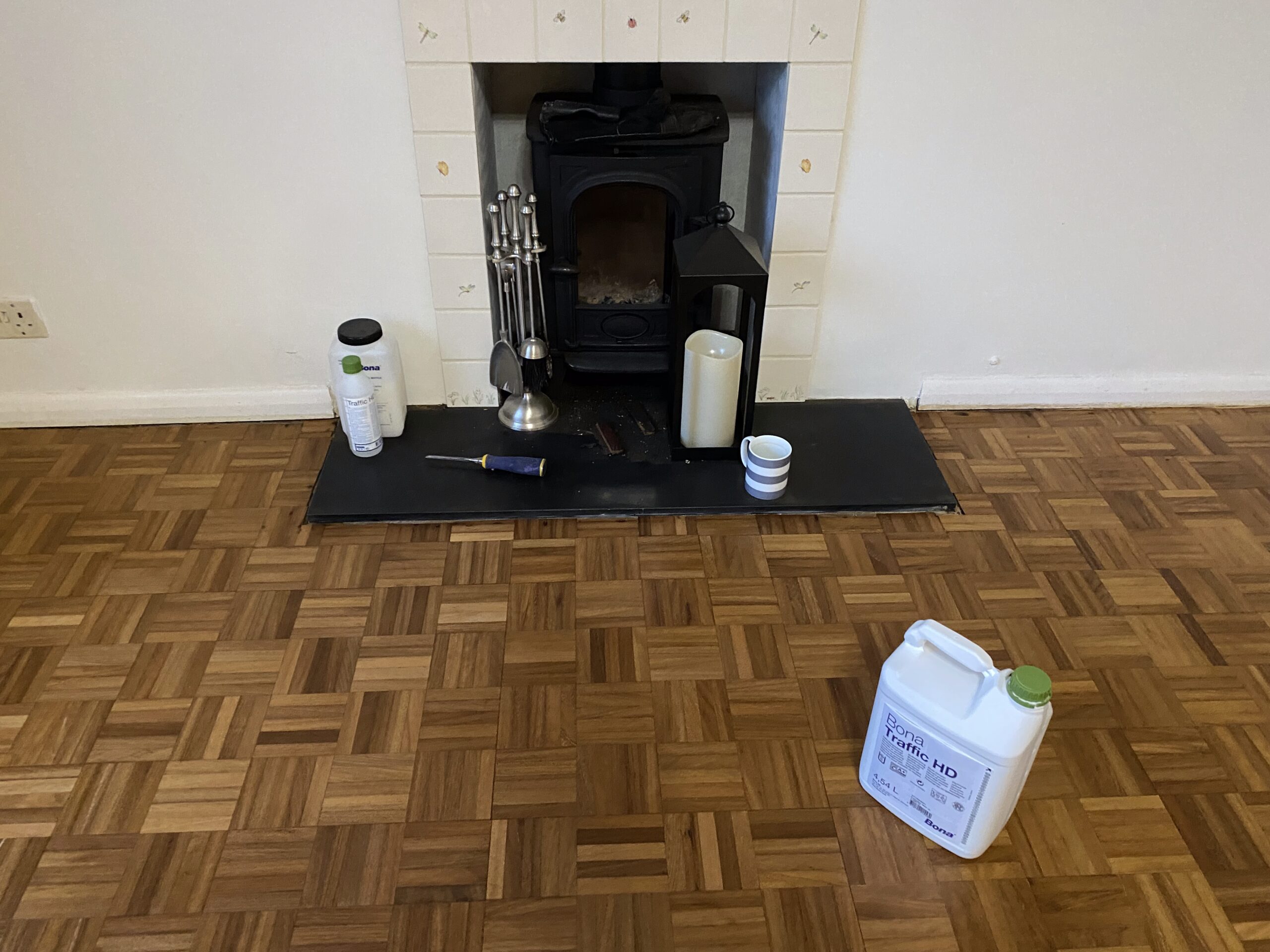 Teak Mosaic Parquet Floor Restoration, Bournemouth