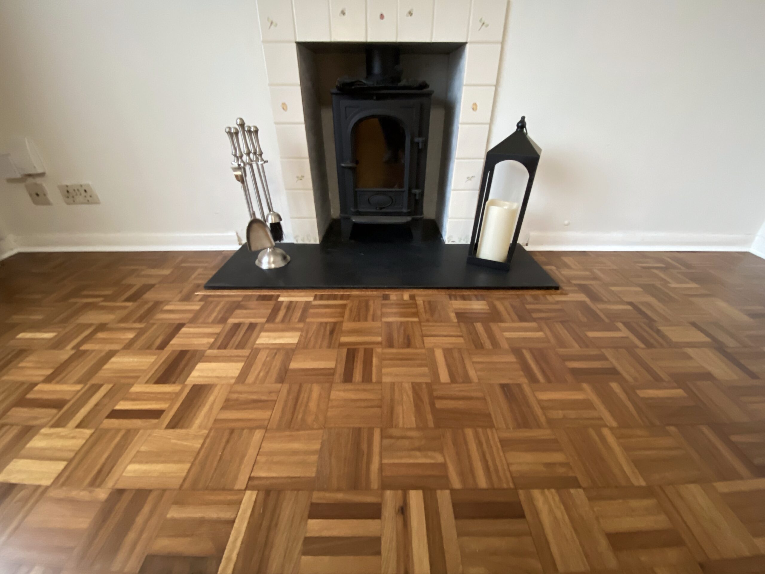 Teak Mosaic Parquet Floor Restoration, Bournemouth