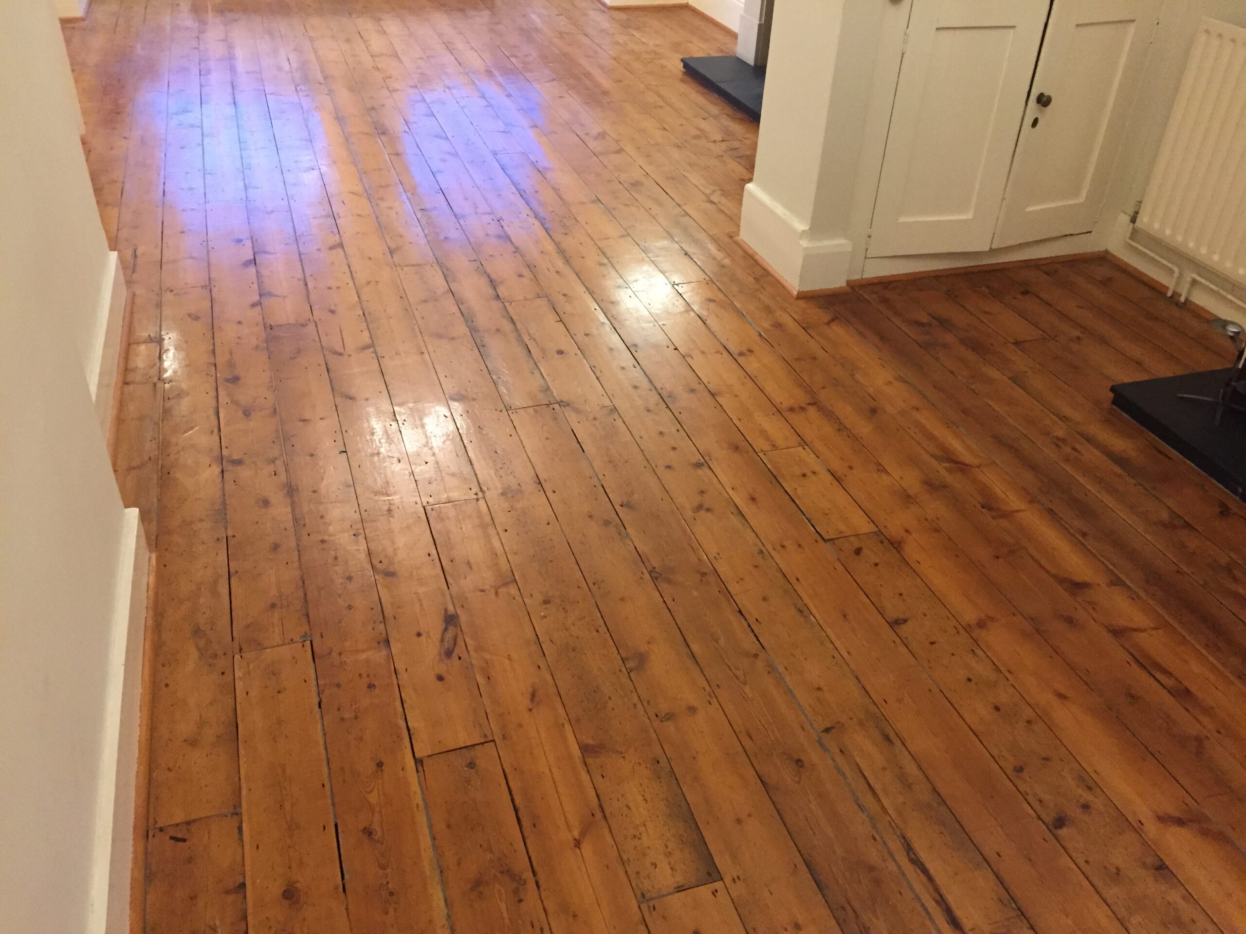 Victorian Pine Plank Wood Floor Sanding & Finish, Salisbury