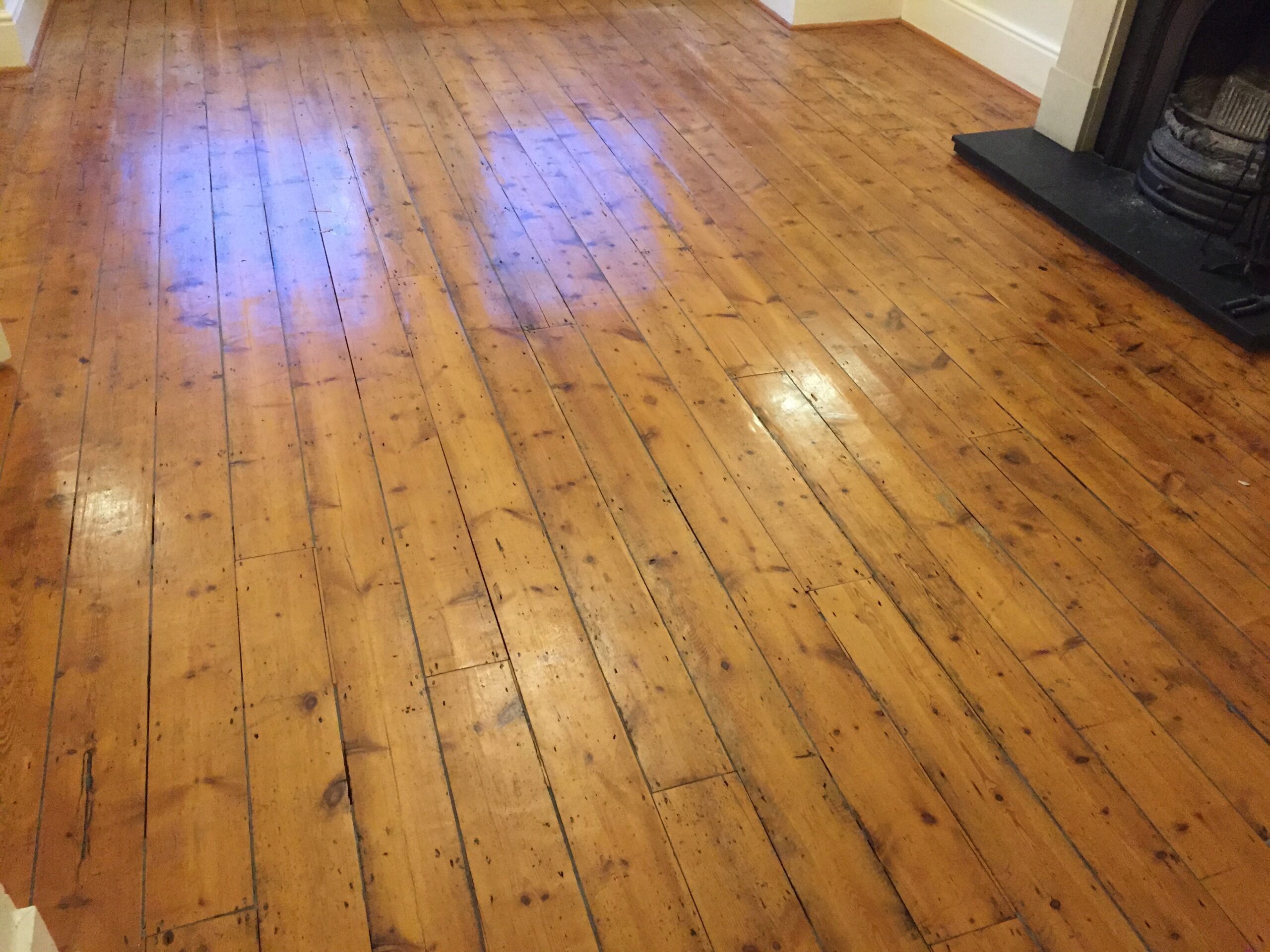 Victorian Pine Plank Wood Floor Sanding & Finish, Salisbury