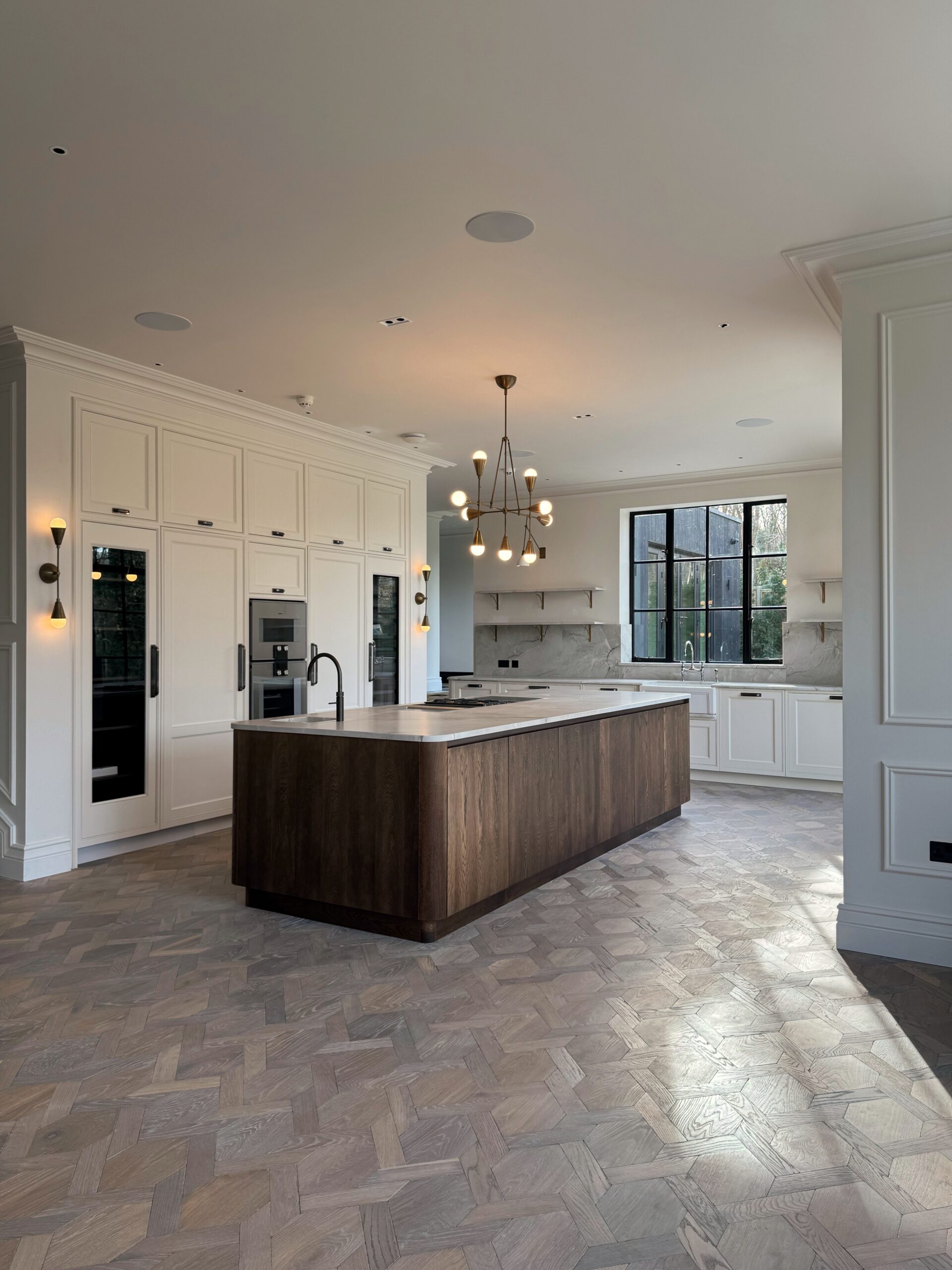 Mansion Weave Smoked White Oiled Parquet Floor Installed, Winchester