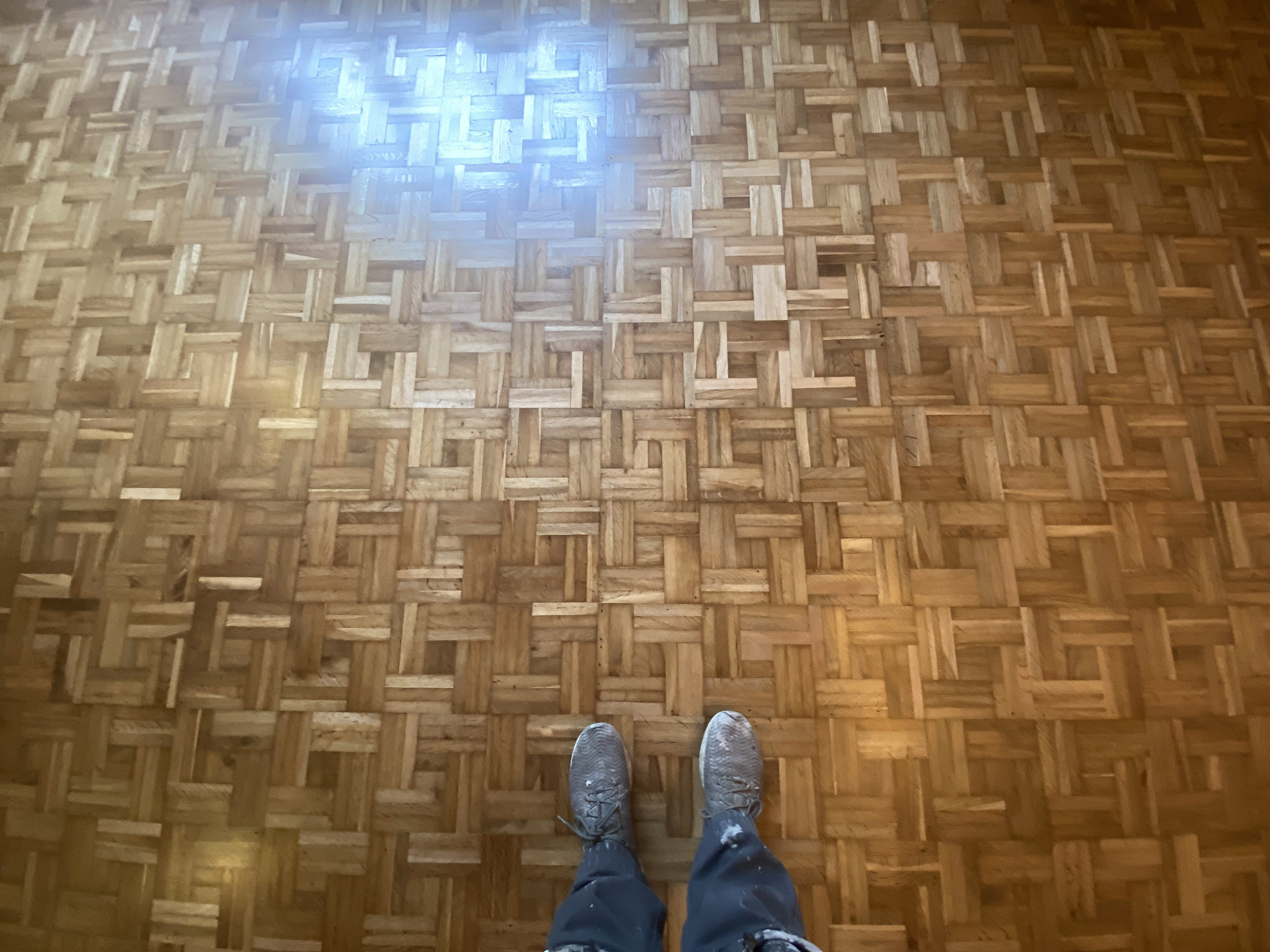 Double-Weave Oak Parquet Floor Repaired & Restored, Salisbury