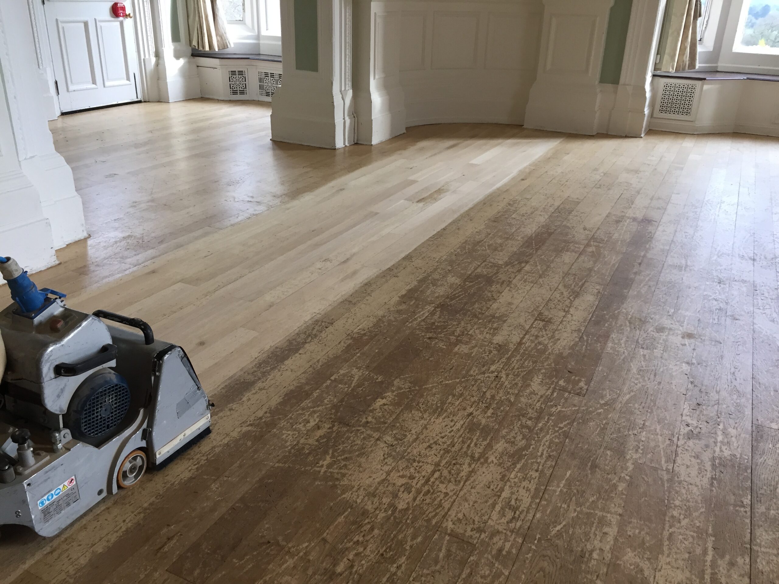 Grand Hall Solid Oak Plank Floor Sanded & Finished, Romsey