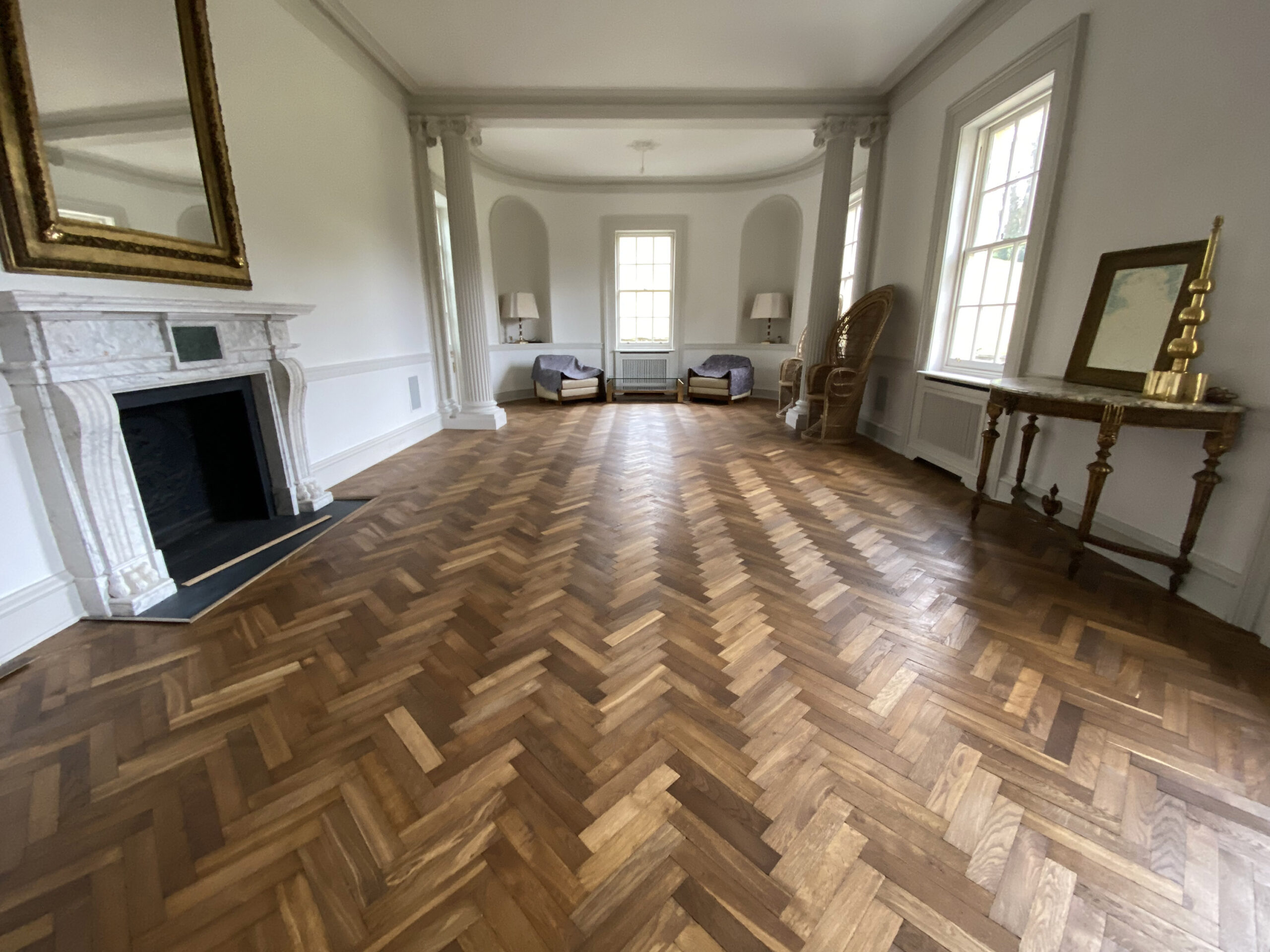 Smoked Herringbone Parquet Fitted, Reddish House, Broad Chalke, Salisbury