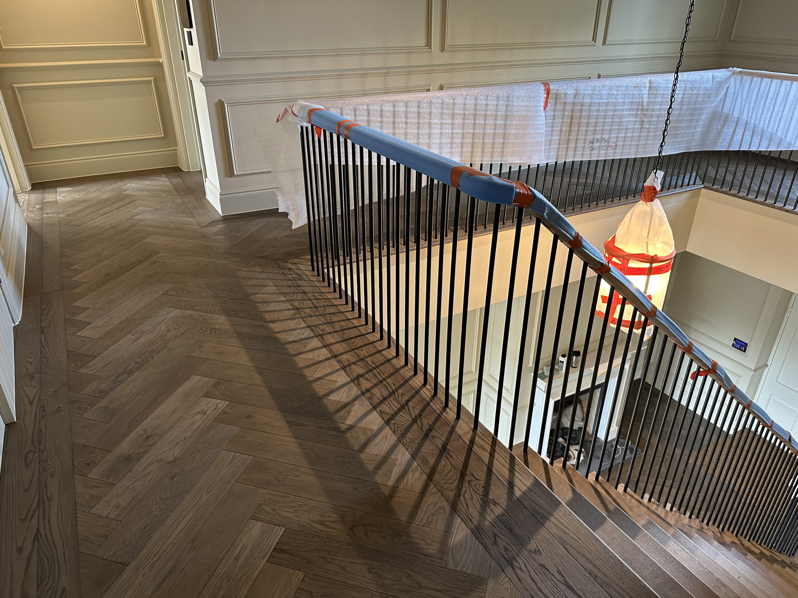 Bespoke Dark Grey Herringbone Parquet Flooring Installed, Southampton