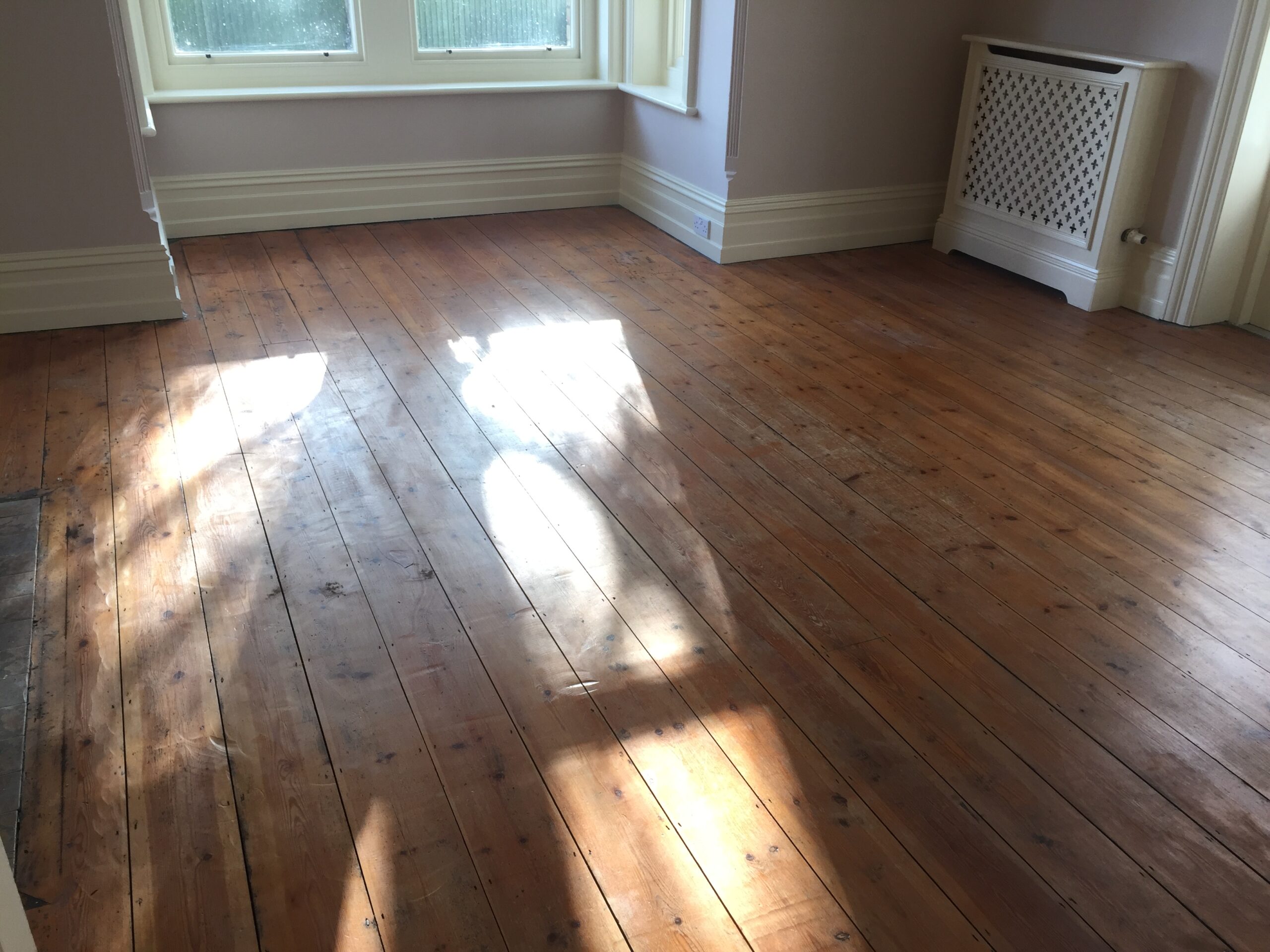 Victorian Pine Plank Wood Floors Sanded & Restored, Warminster