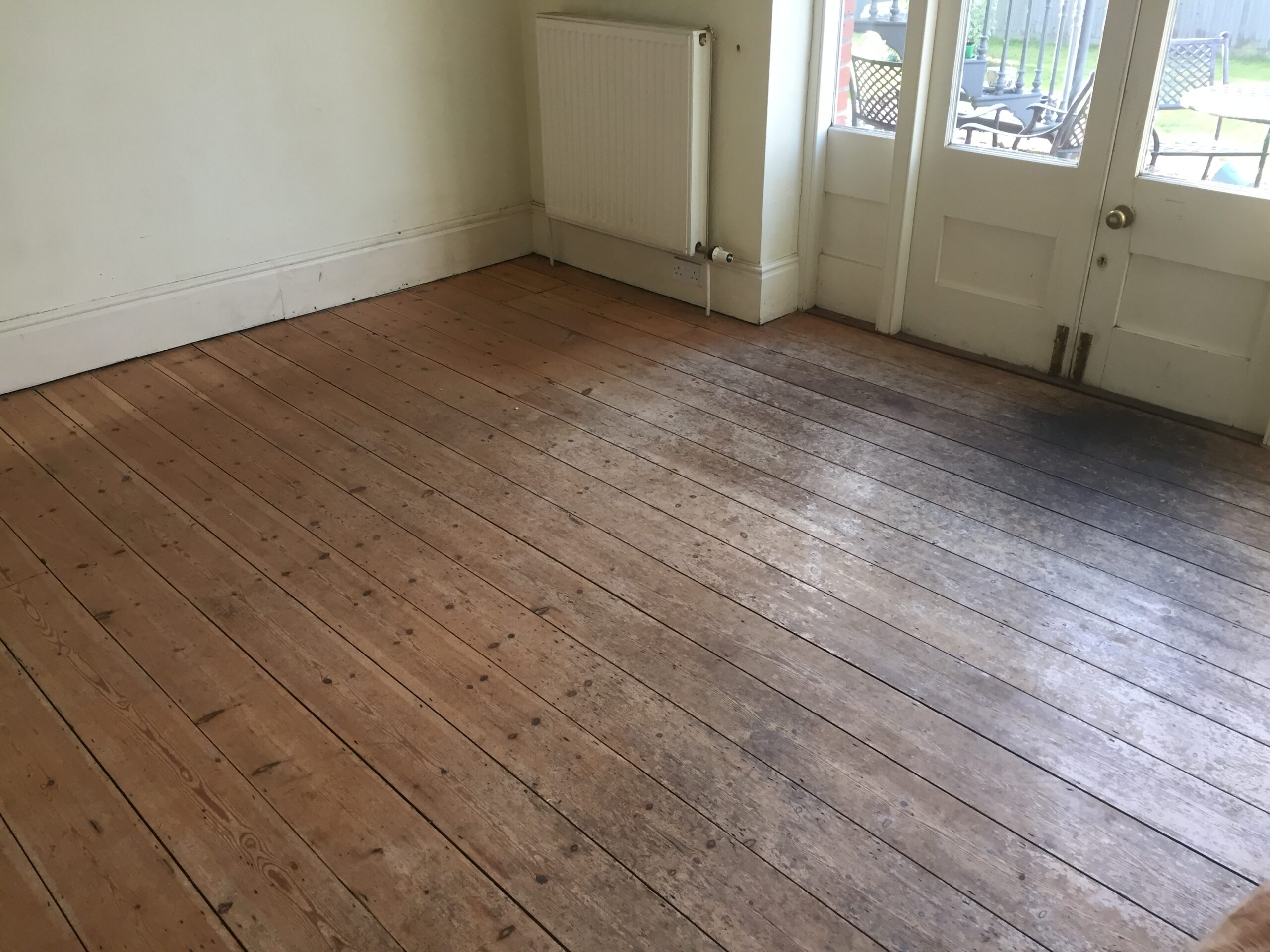 Victorian Pine Plank Wood Floors Sanded & Restored, Warminster