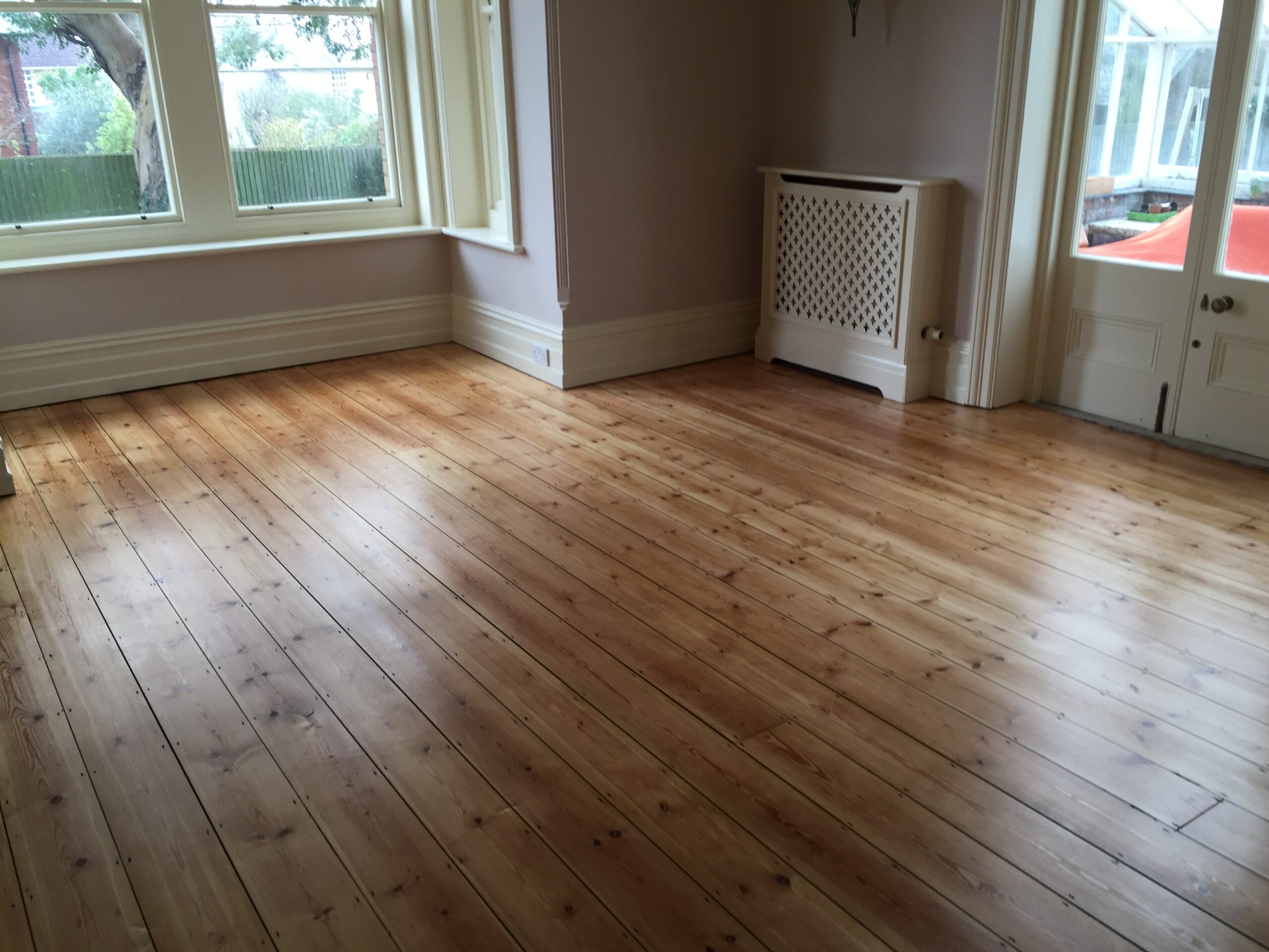 Victorian Pine Plank Wood Floors Sanded & Restored, Warminster
