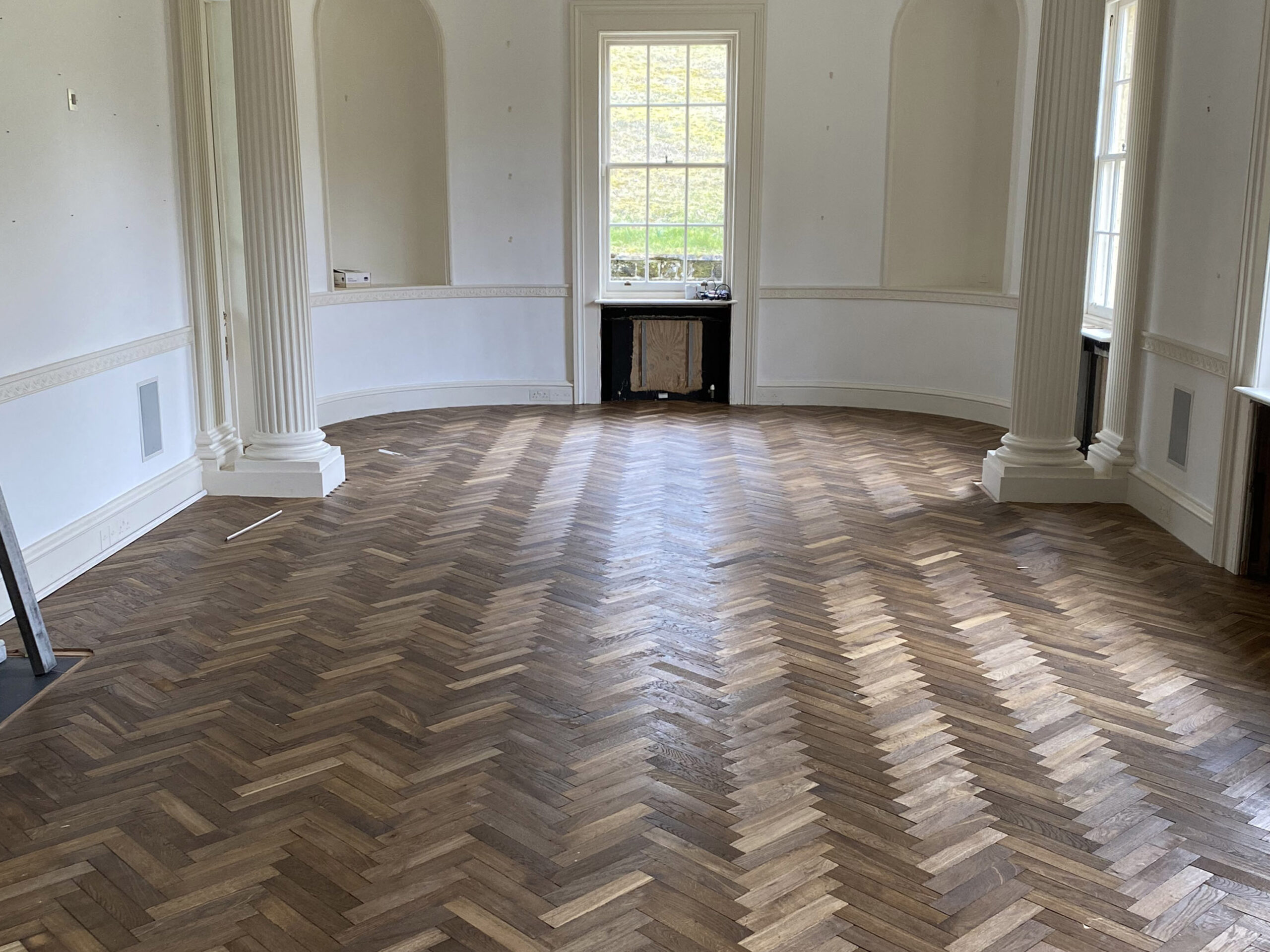 Smoked Herringbone Parquet Fitted, Reddish House, Broad Chalke, Salisbury