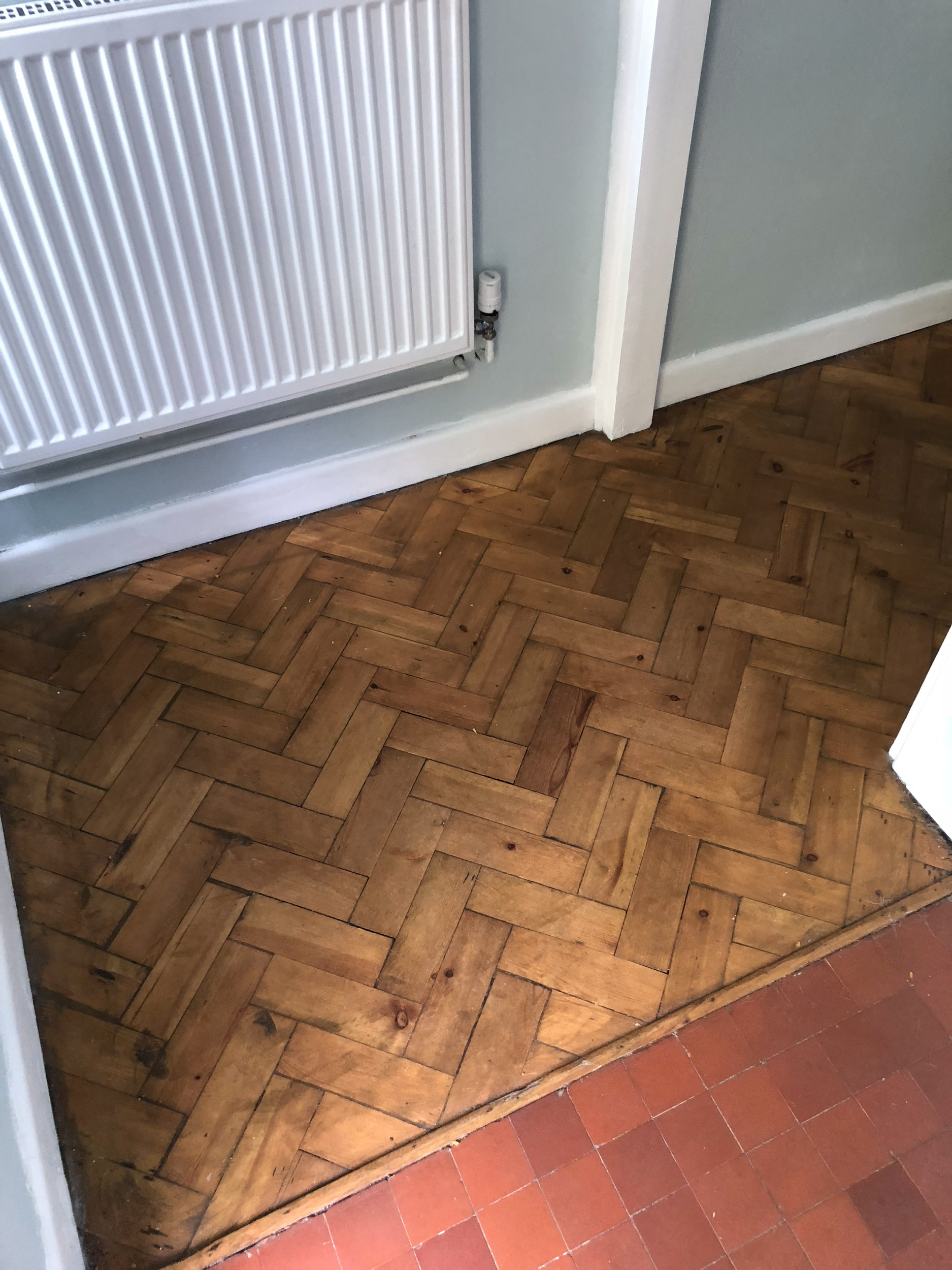 Pine Parquet Wood Floor Sanded & Restored, Wellow, Romsey