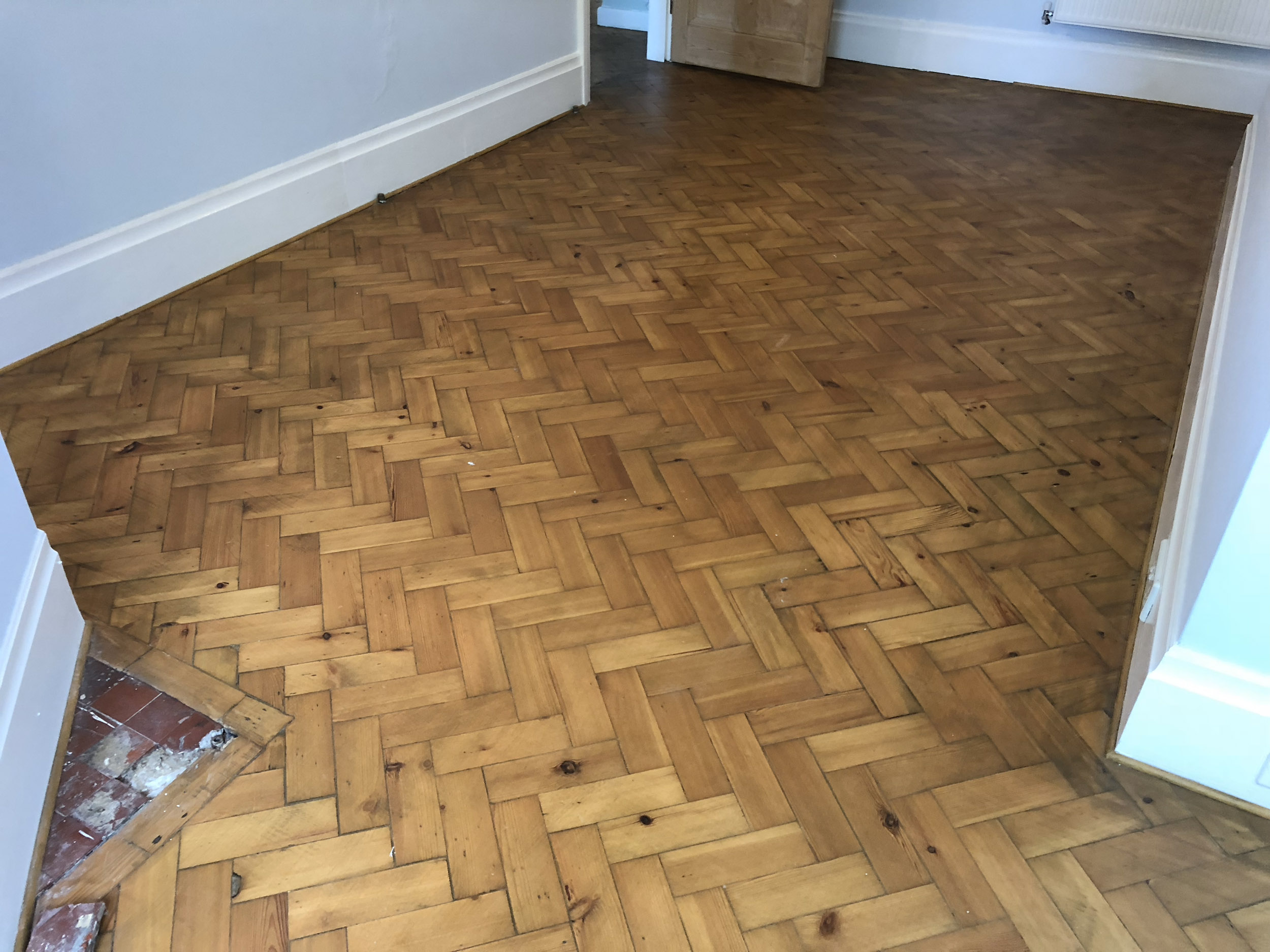 Pine Parquet Wood Floor Sanded & Restored, Wellow, Romsey