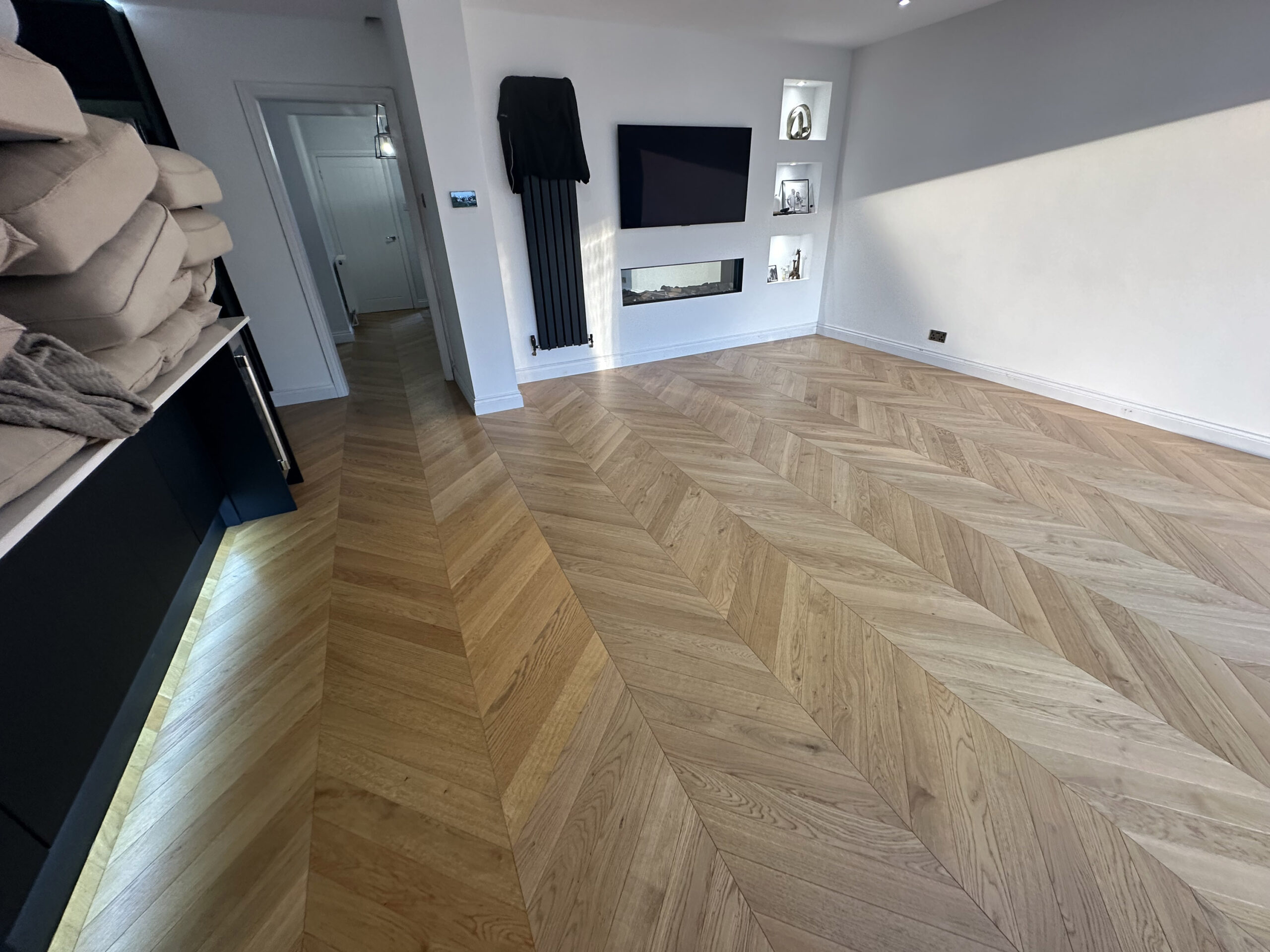 Brushed & Oiled Chevron Parquet Flooring Fitted, Downton, Salisbury