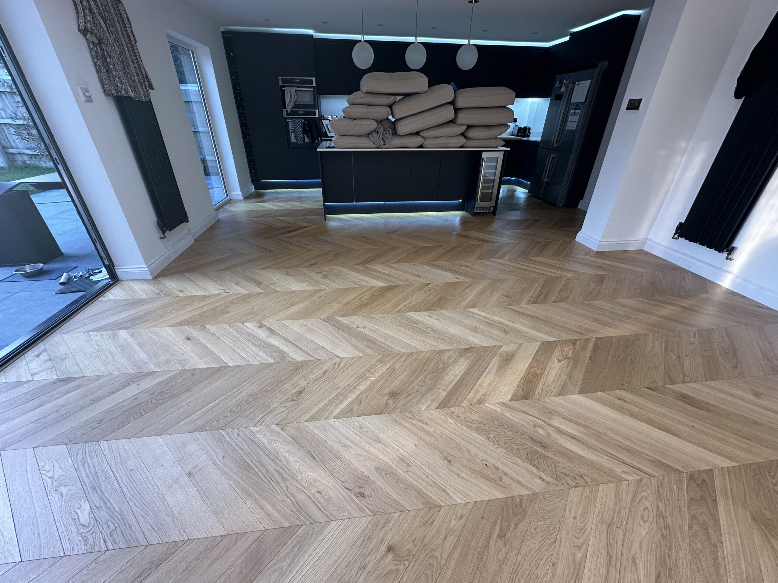 Brushed & Oiled Chevron Parquet Flooring Fitted, Downton, Salisbury