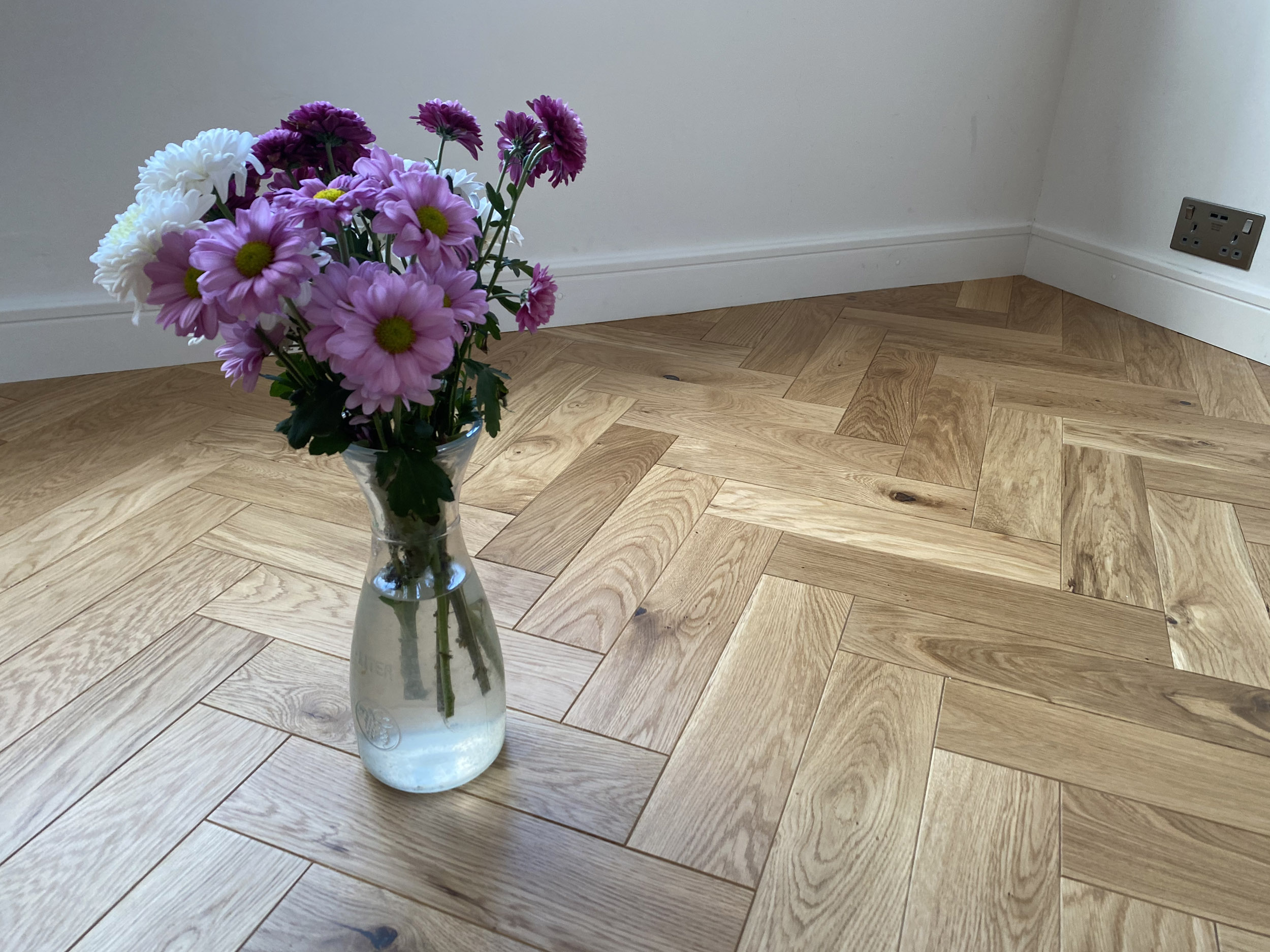Rustic Oiled Oak Parquet Floor Installation, Southampton