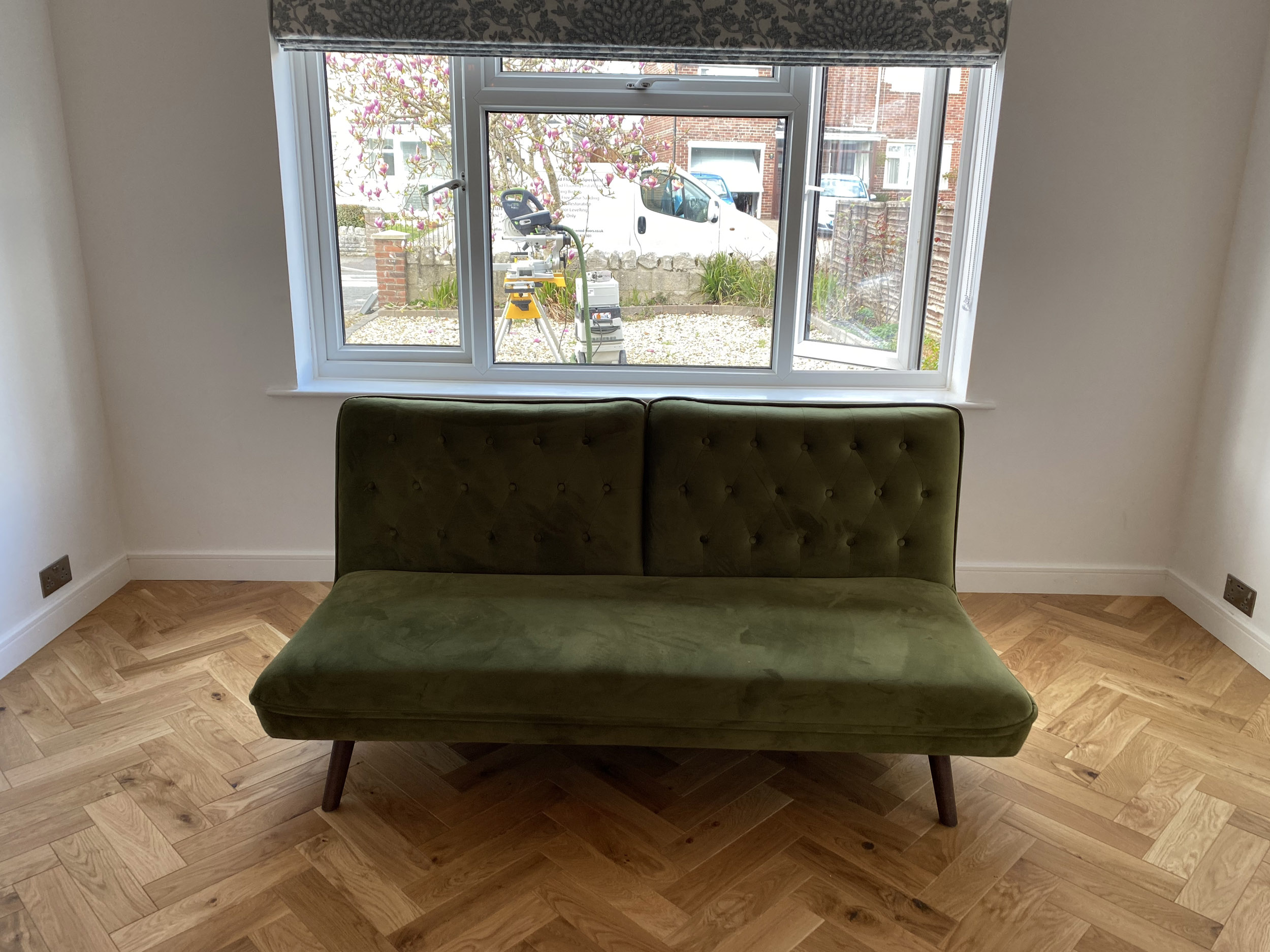 Rustic Oiled Oak Parquet Floor Installation, Southampton