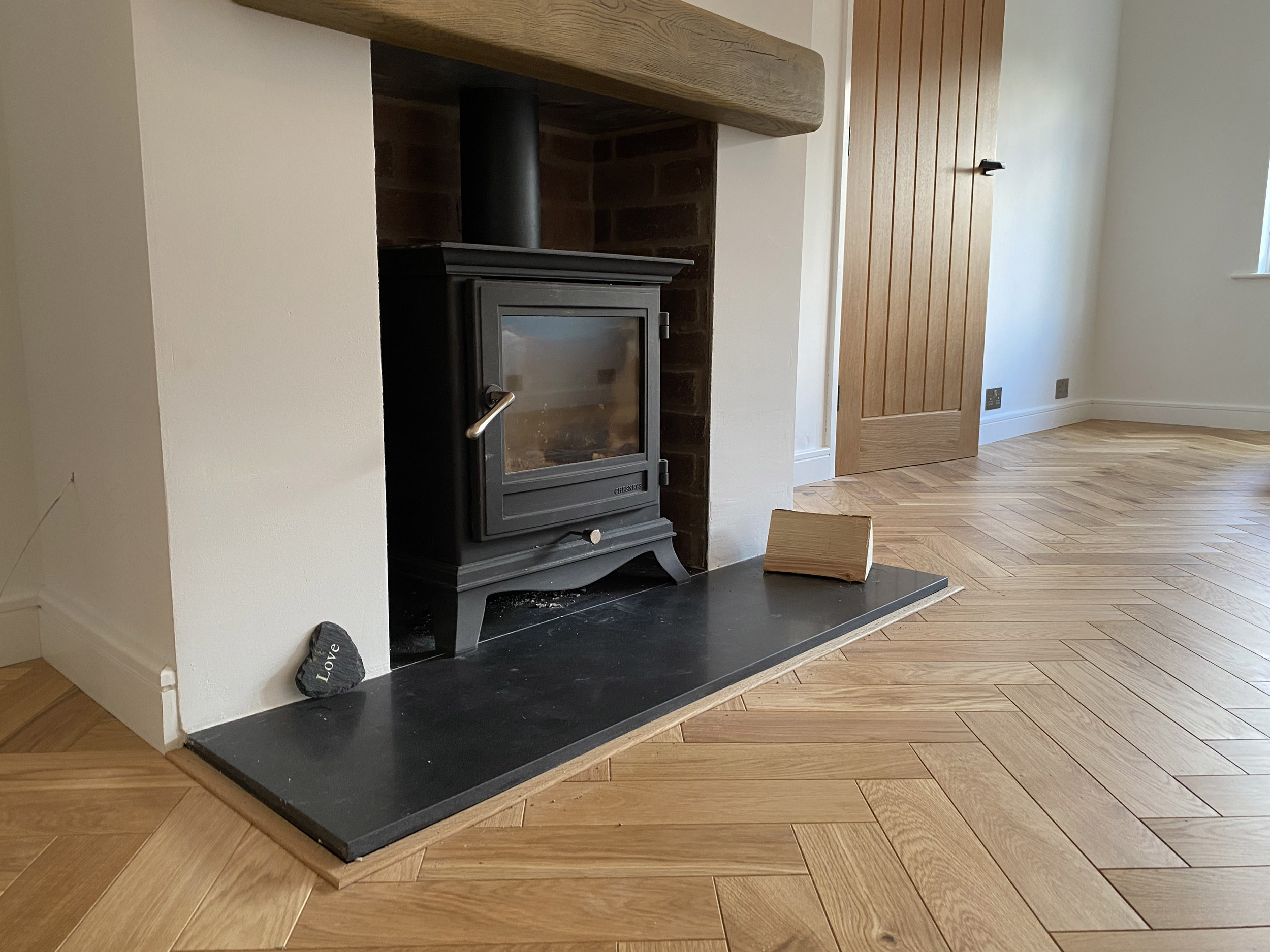 Rustic Oiled Oak Parquet Floor Installation, Southampton