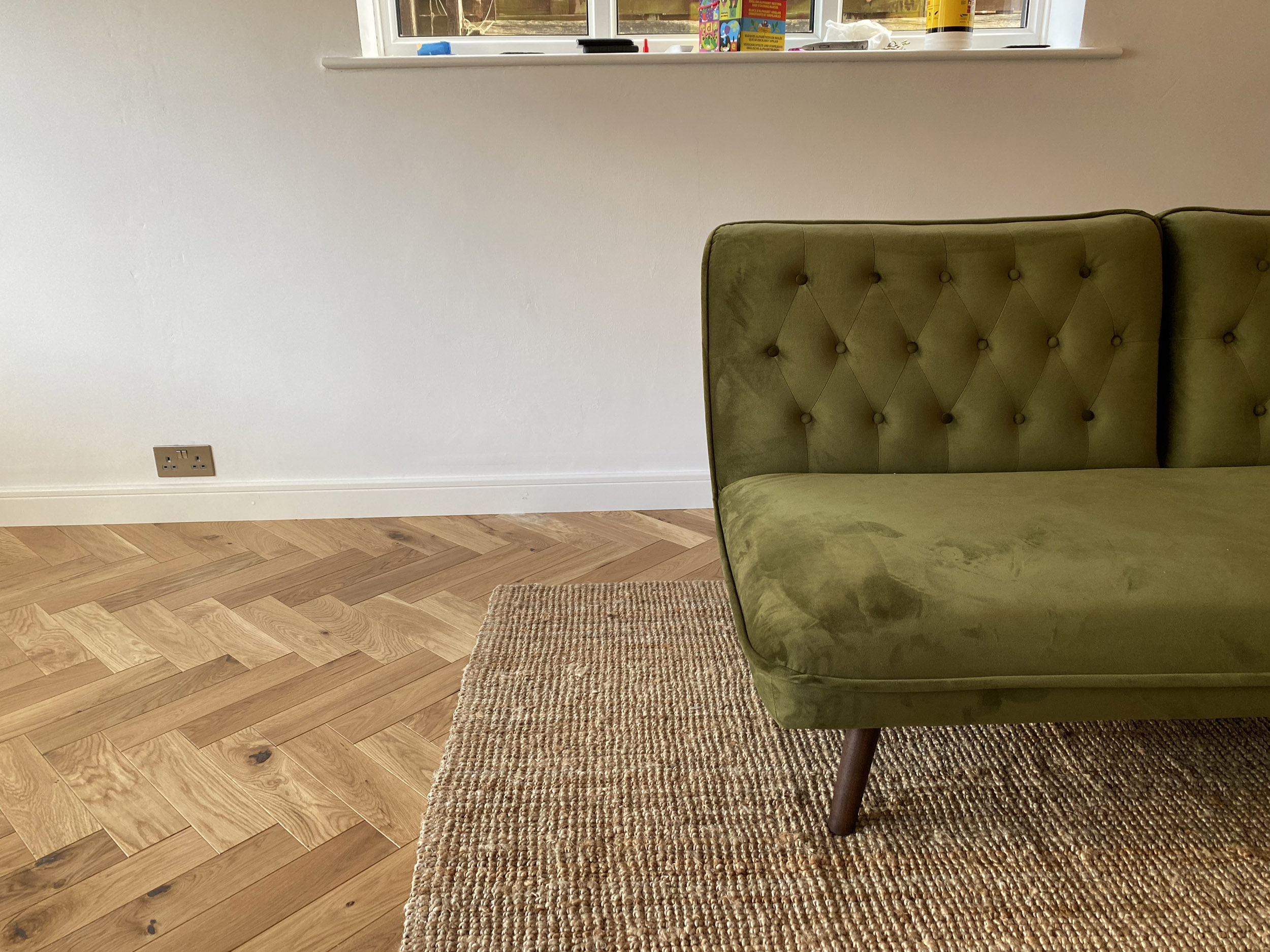 Rustic Oiled Oak Parquet Floor Installation, Southampton